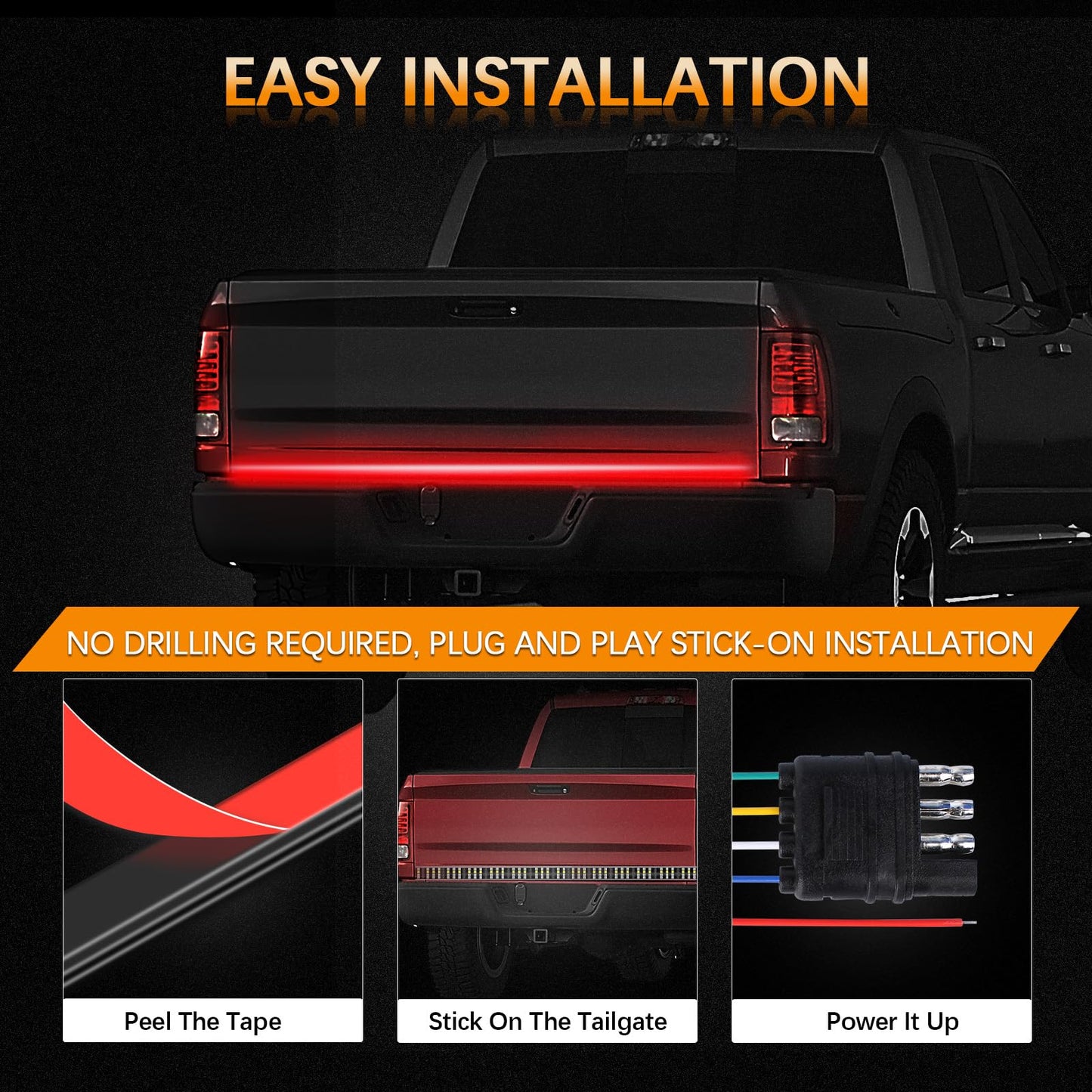 60 Inch LED Tailgate Light Bar with Reverse & Sequential Turn Signals for Truck