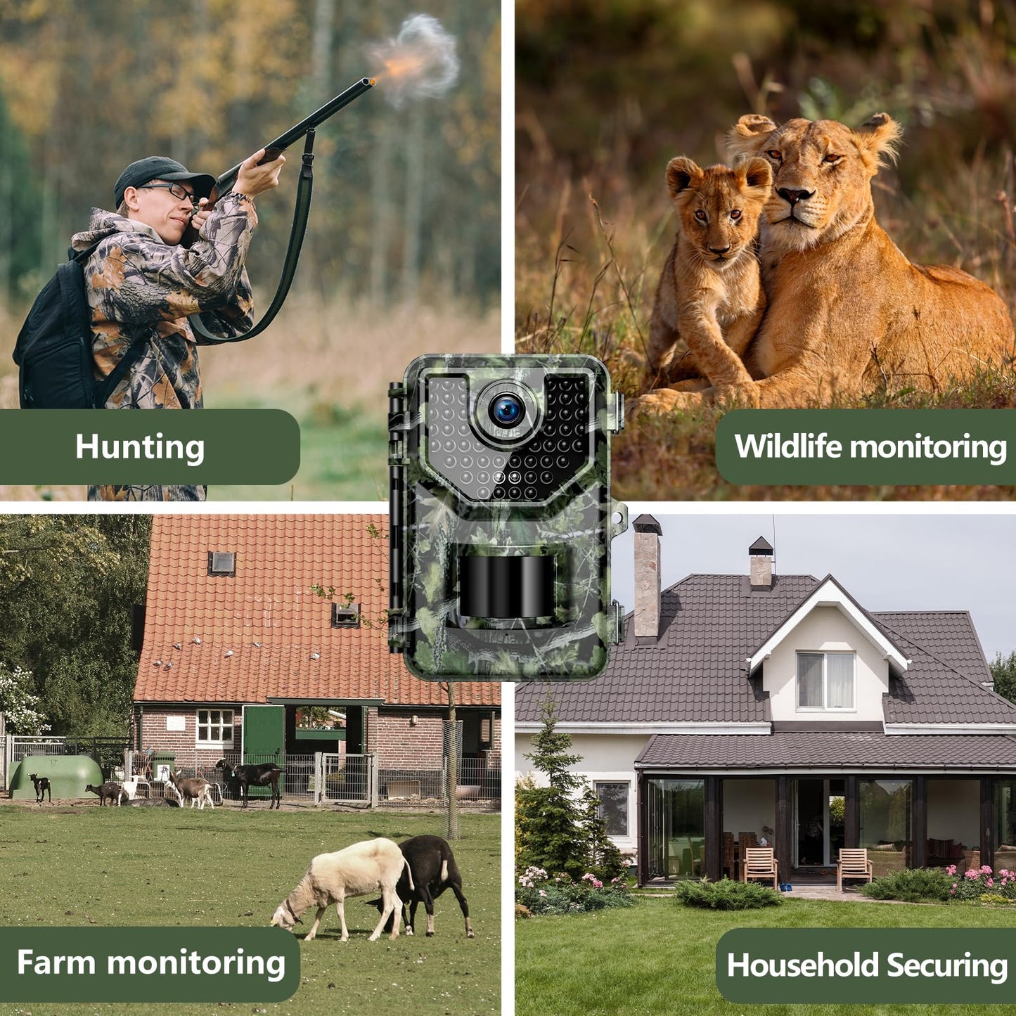 Vikeri Trail Camera, 4K 48MP Game Camera with Night Vision Motion IP66 Waterproof 130°Wide-Angle, 0.05s Trigger Hunting Trail Cam with 48pcs No Glow Infrared LED for Wildlife Monitoring