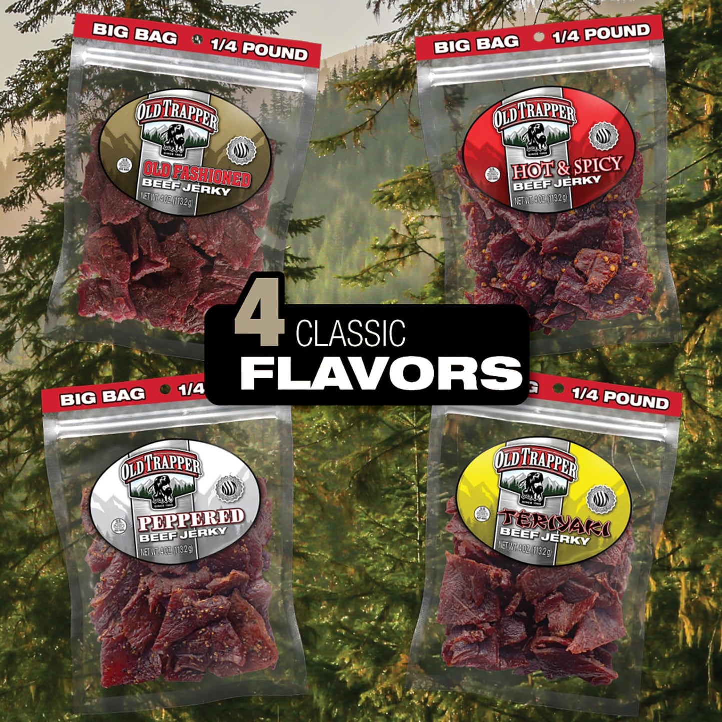 Old Trapper Beef Jerky, Old-Fashioned 10-Ounce Bag, Tender Meat Snacks for Lunches or Between Meals, 11 Grams of Protein, Zero Grams of Fat, and 70 Calories per Ounce (Pack of One)