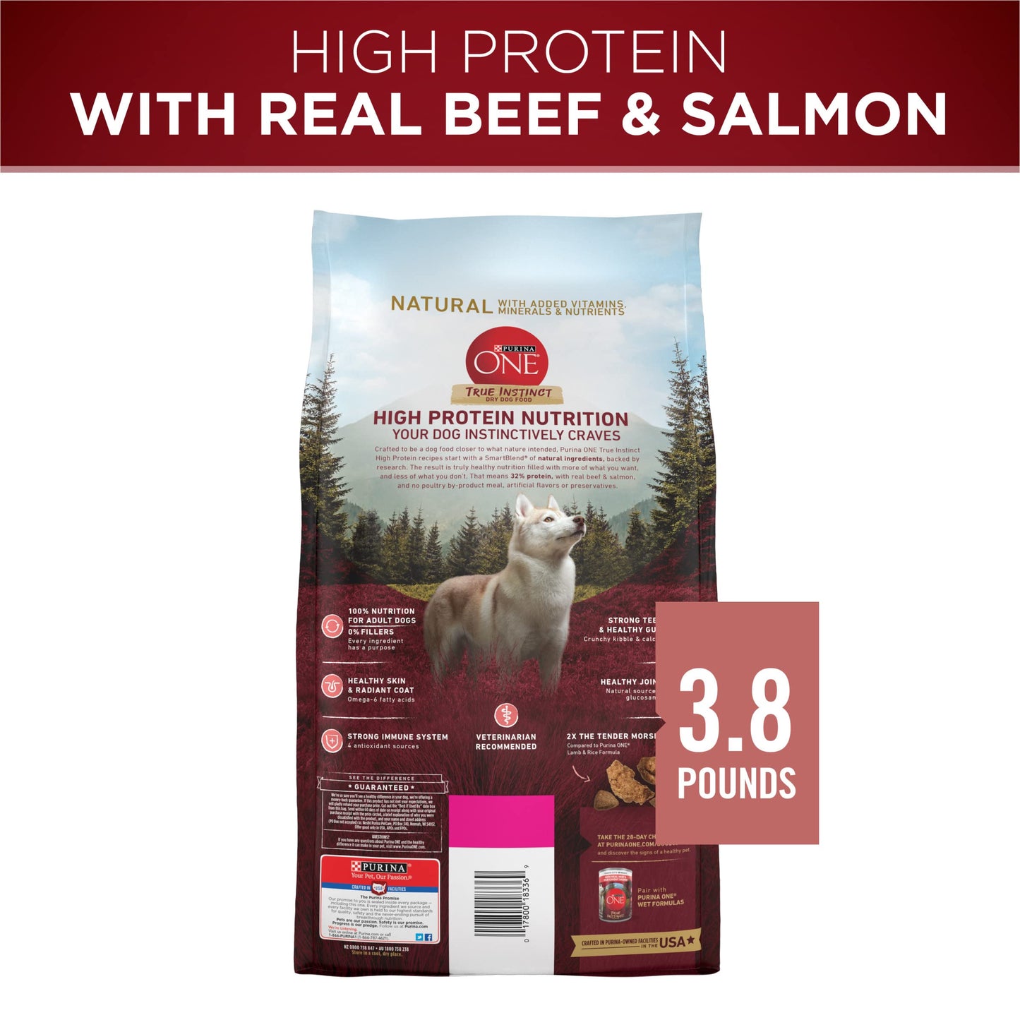 Purina ONE True Instinct With A Blend Of Real Turkey and Venison Dry Dog Food - 36 lb. Bag
