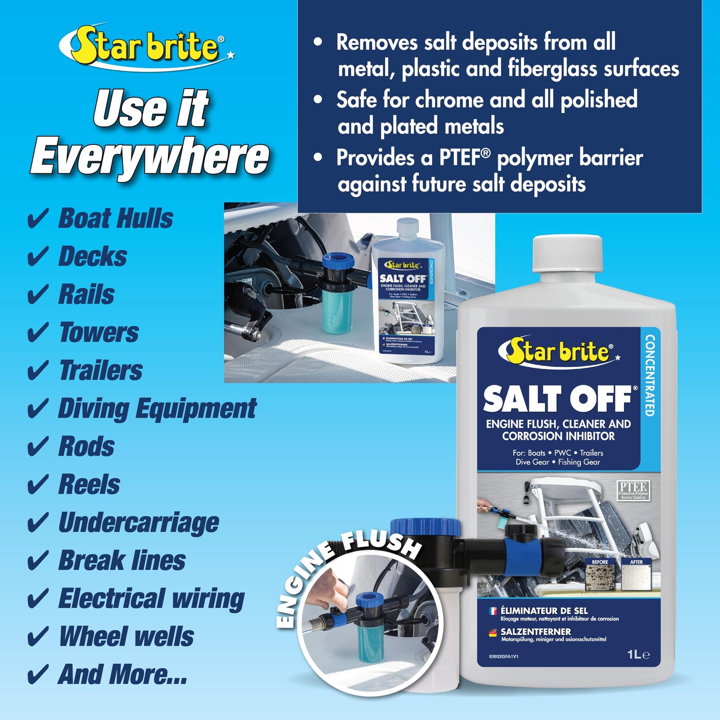 STAR BRITE Salt Off Concentrate - 1 Gallon - Ultimate Salt Remover Wash & Marine Engine Flush for Boats, Vehicles, Trailers, and More (093900N)