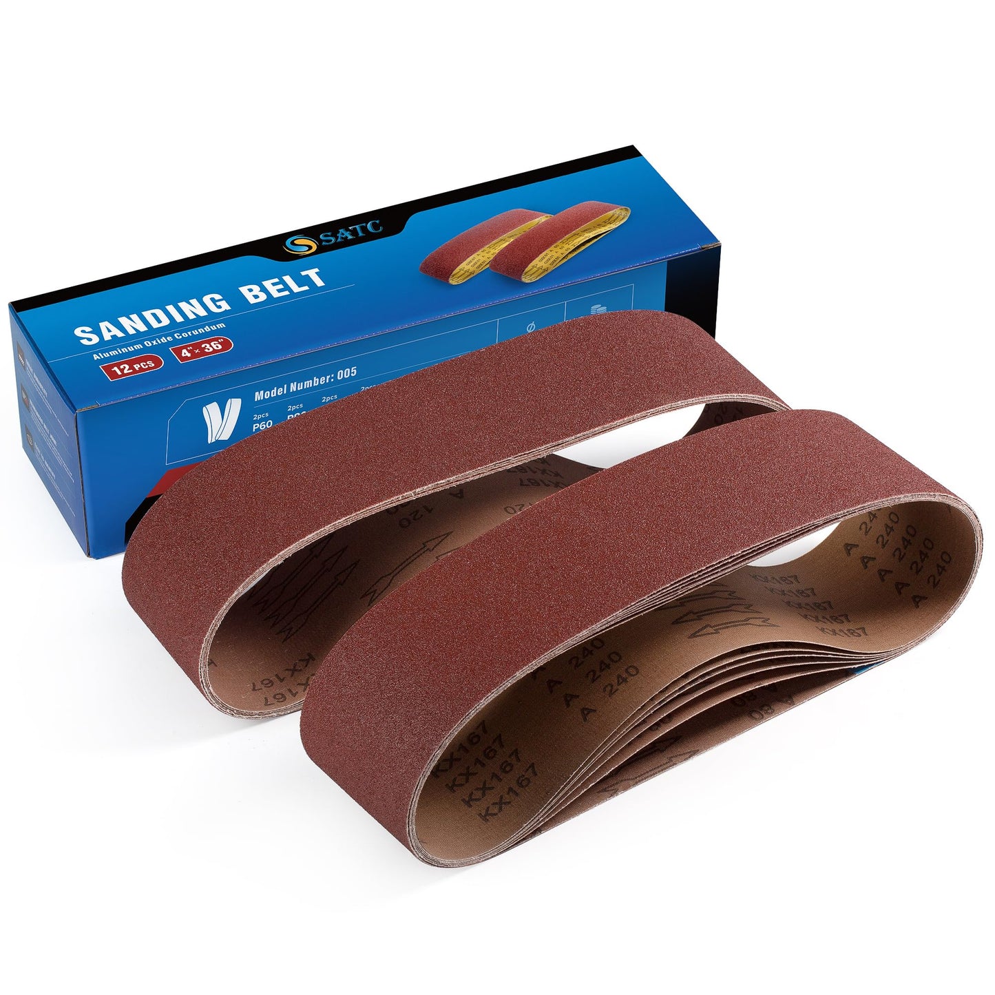 S SATC 3x18 Sanding Belts 20PCS Belt Sander Paper Aluminum Oxide (3 Each of 60/80/120/150/240/400 Grits & 2 of 40 Grits) Ideal for Wood Metal Paint Sanding