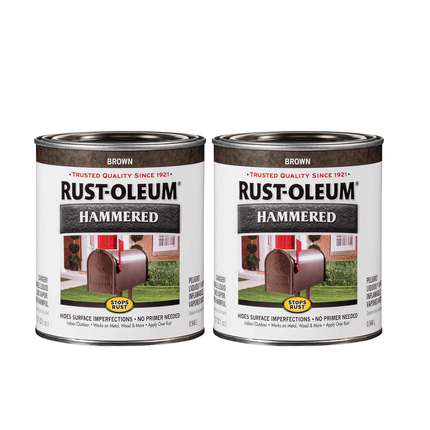 Rust-Oleum 7215502 Stops Rust Hammered Finish Brush Paint, Quart, Black