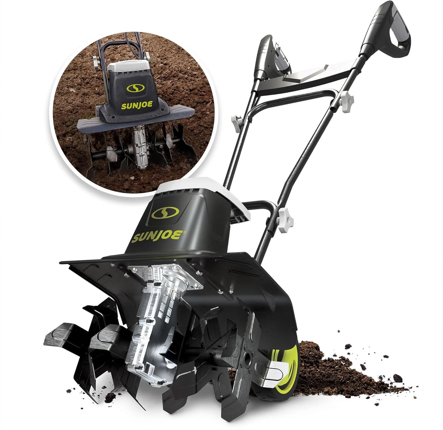 Sun Joe Electric Corded Garden Tiller & Cultivator, Steel Tines, 13.5 Amp, 16 Inch, Black - Heavy Duty Gardening Machine Equipment for Lawn, Yard, & Grass
