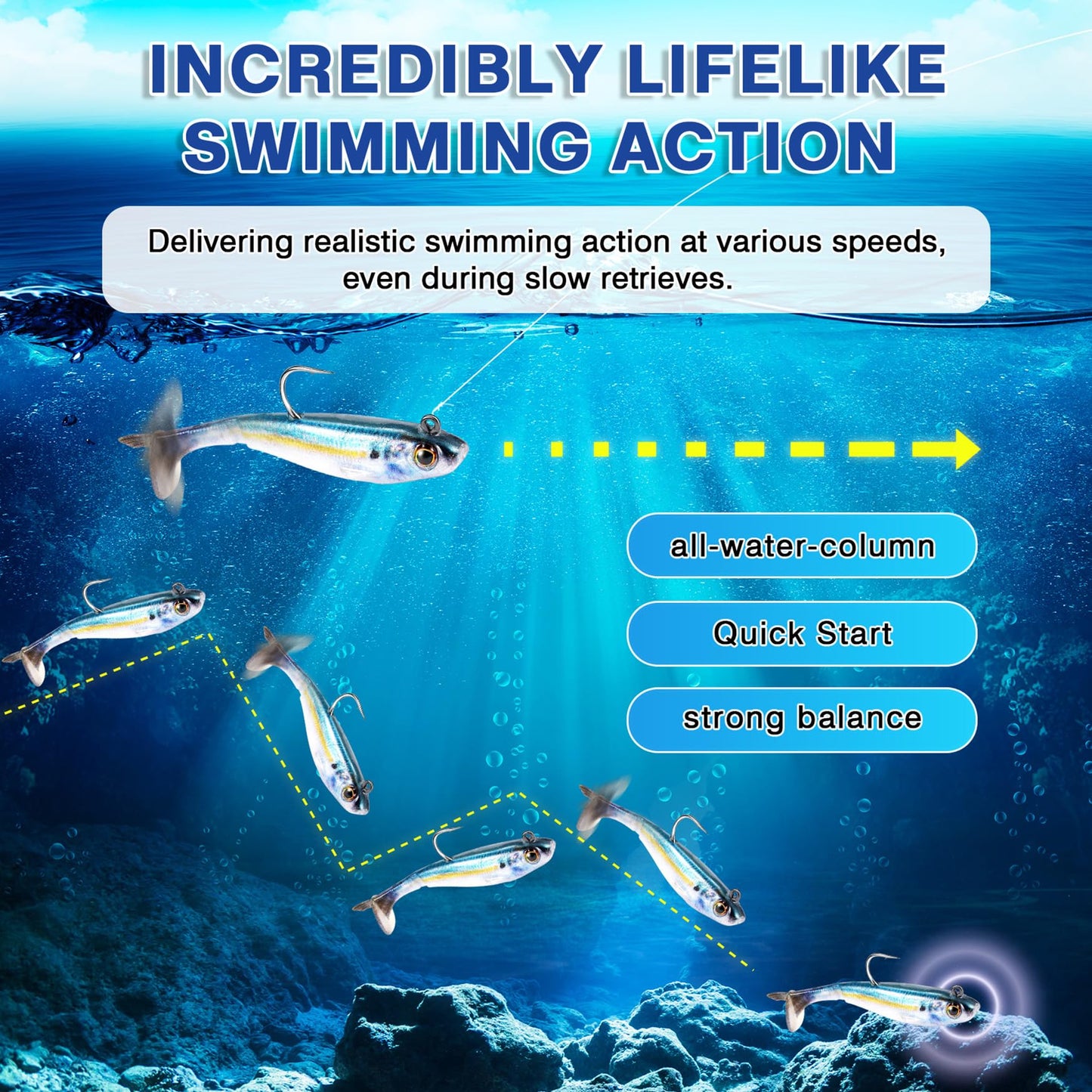 2.5/3.5In Swim Baits for Bass Fishing, Pre-Rigged Jig Heads Soft Plastic Walleye Fishing Lures, Paddle Tail Swimbaits for Bass Fishing, Fishing Bait for Freshwater Saltwater Gifts