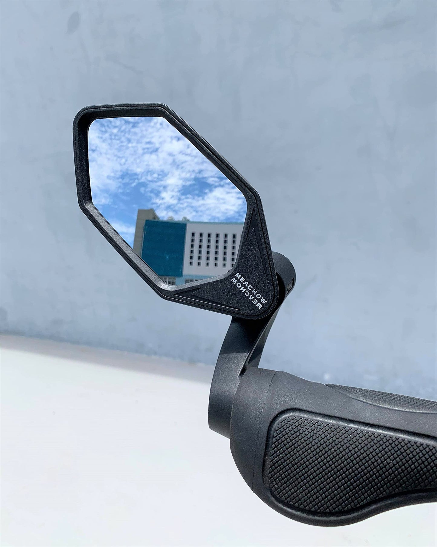 MEACHOW New Bar End Bike Mirror, Crystal UHD Automotive Grade Glass Lens E-Bike Mirrors, Scratch Resistant, Safe Rearview Mirrors, (Silver Left Side) ME-022LS