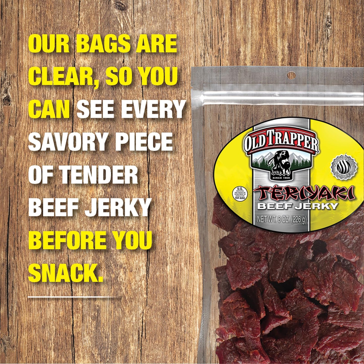 Old Trapper Beef Jerky, Old-Fashioned 10-Ounce Bag, Tender Meat Snacks for Lunches or Between Meals, 11 Grams of Protein, Zero Grams of Fat, and 70 Calories per Ounce (Pack of One)