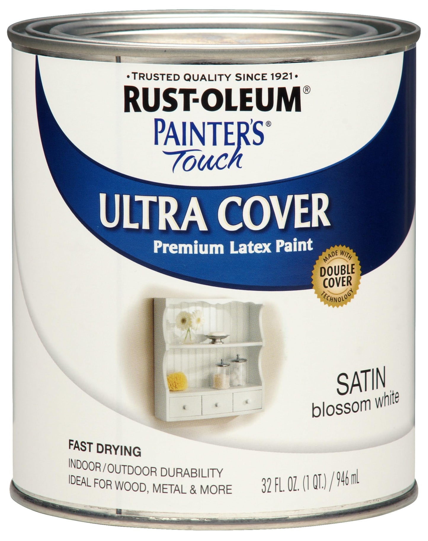 Rust-Oleum 1976502 Painter's Touch Latex Paint, Flat Black 32 Fl Oz, 1 Quarts, (Pack of 1)