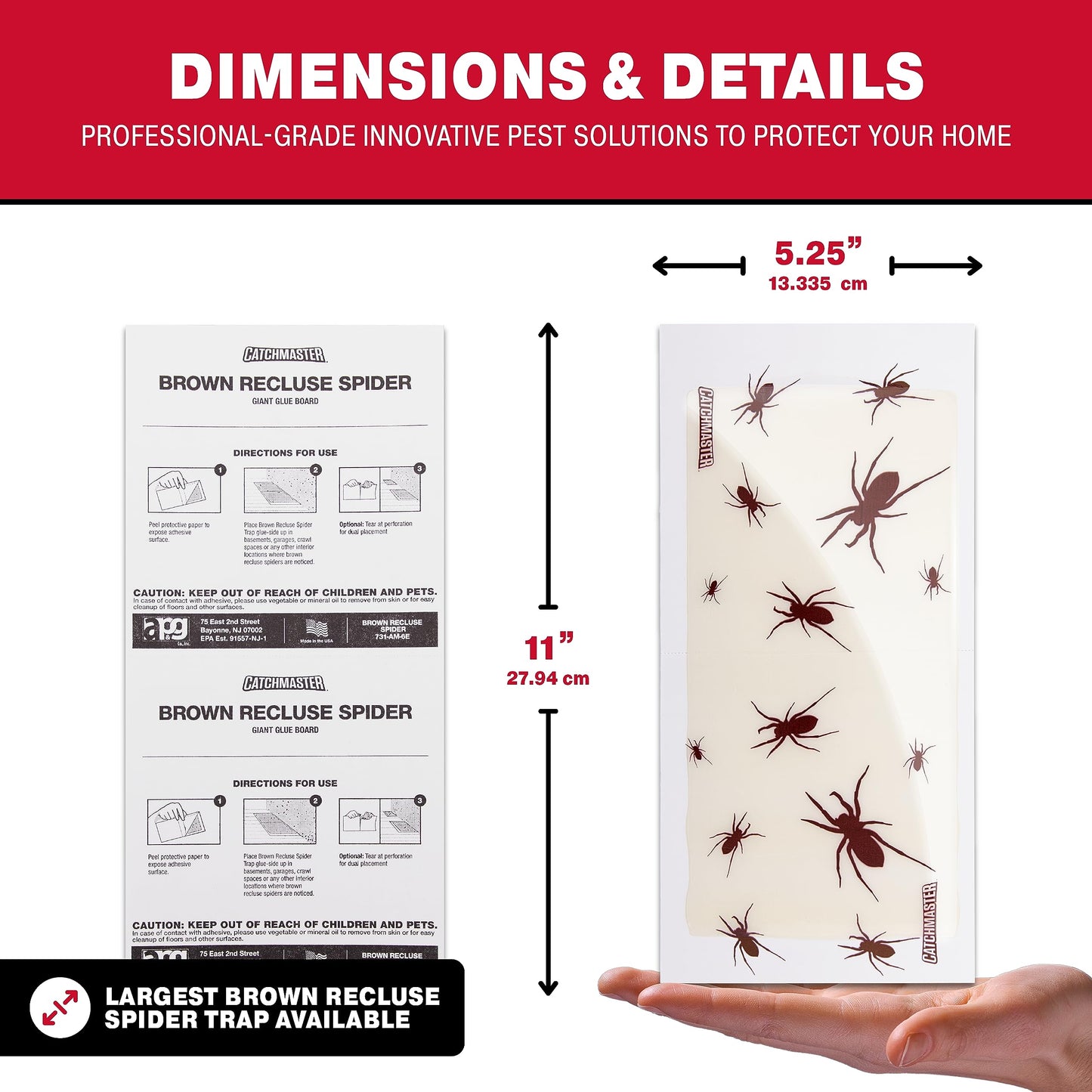 Catchmaster Centipede XL Giant Glue Boards 6-PK, Adhesive Bug Catcher, Cricket, Roach, Scorpion & Spider Traps for Home, Centipede Killer, Insect Glue Traps for House & Garage, Pet Safe Pest Control