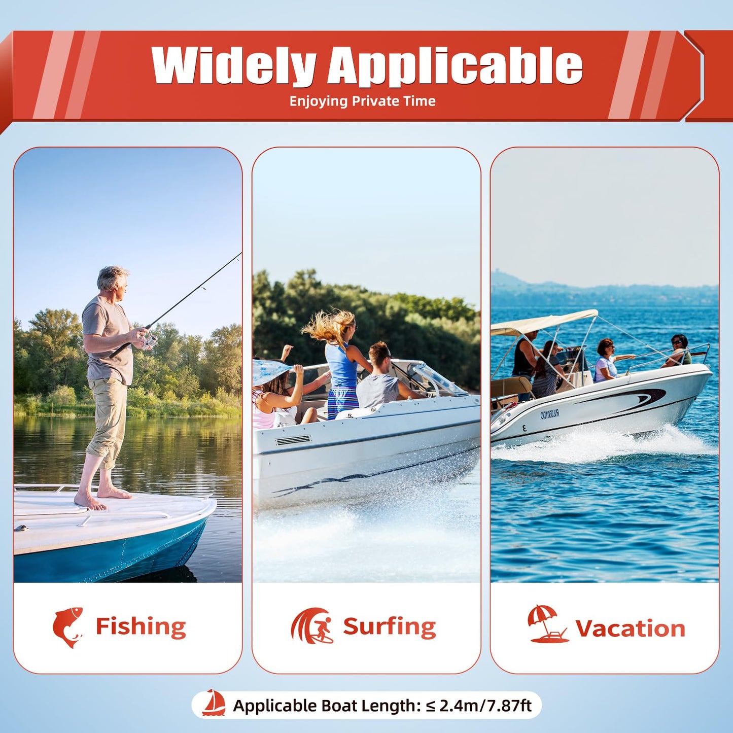 52cc Single Cylinder Gas 2.3HP Outboard Motor, Long Shaft with Air Cooling for Inflatable, Rubber, Fishing Boats, Yachts, Water Sports