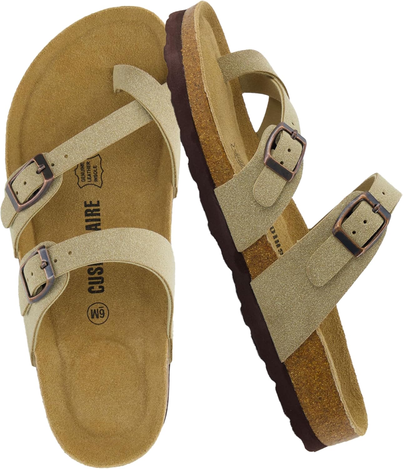 CUSHIONAIRE Women's Luna Cork Footbed Sandal With +Comfort