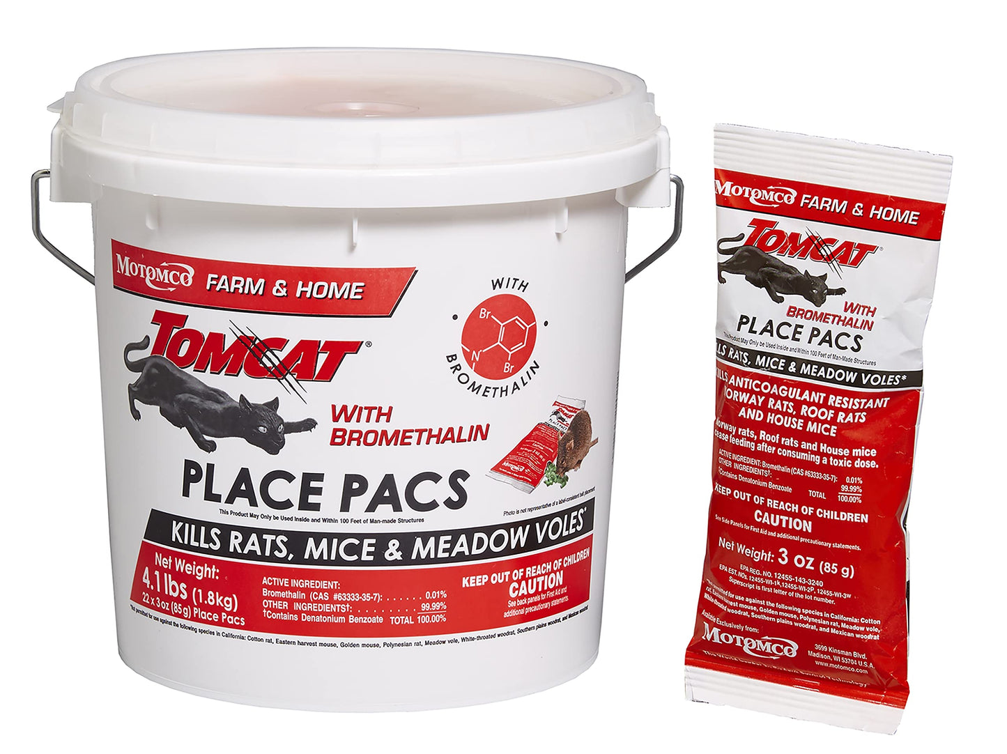 Tomcat with Bromethalin Bait Chunx Pail, Rat and Mice Control for Agricultural Use and Professional Applicators, 4 lbs. 2-Pack