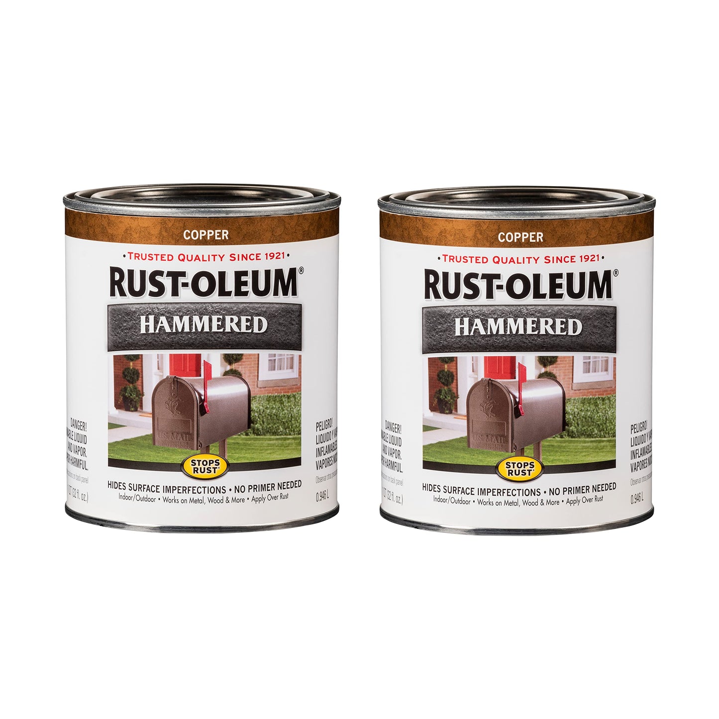 Rust-Oleum 7215502 Stops Rust Hammered Finish Brush Paint, Quart, Black