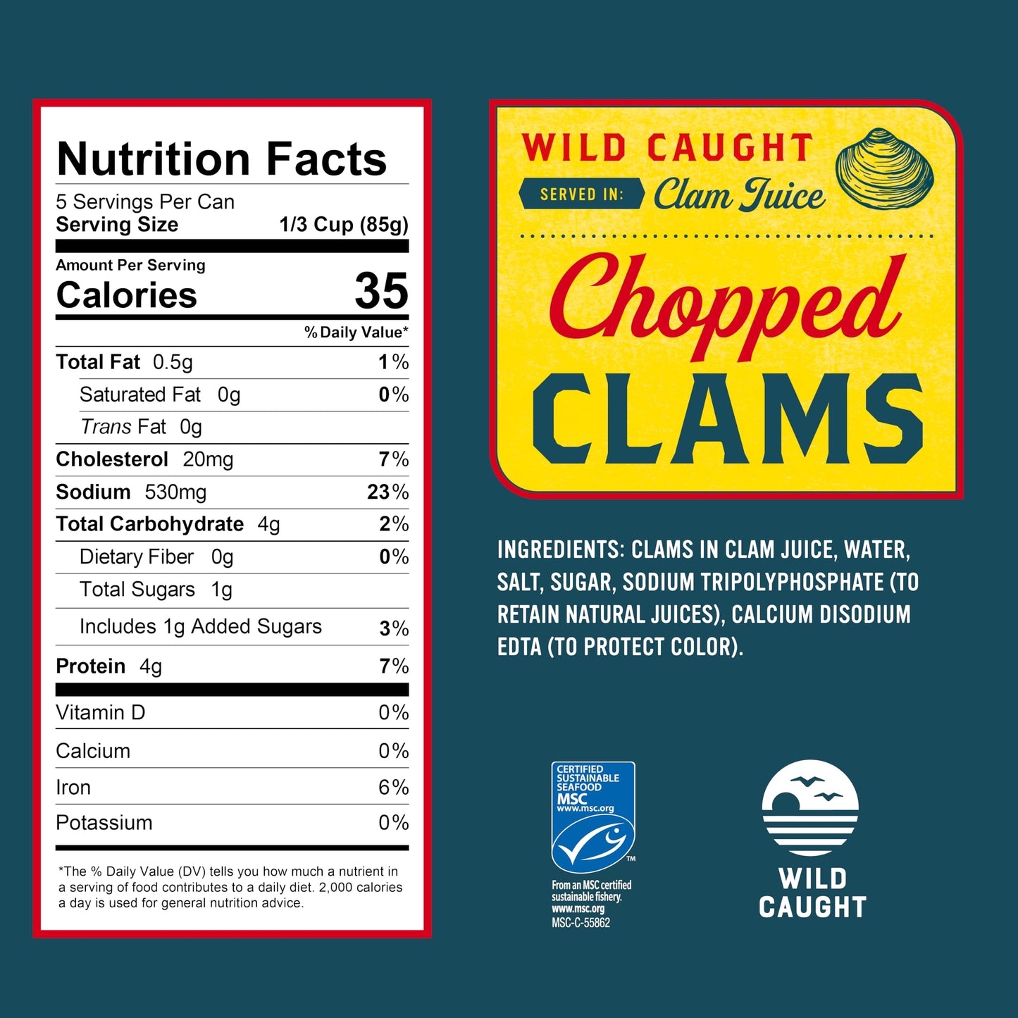 Snow's Ocean Chopped Clams Canned, 51 oz Can - 7g Protein per Serving - Gluten Free, No MSG, 99% Fat Free - Great for Pasta & Seafood Recipes
