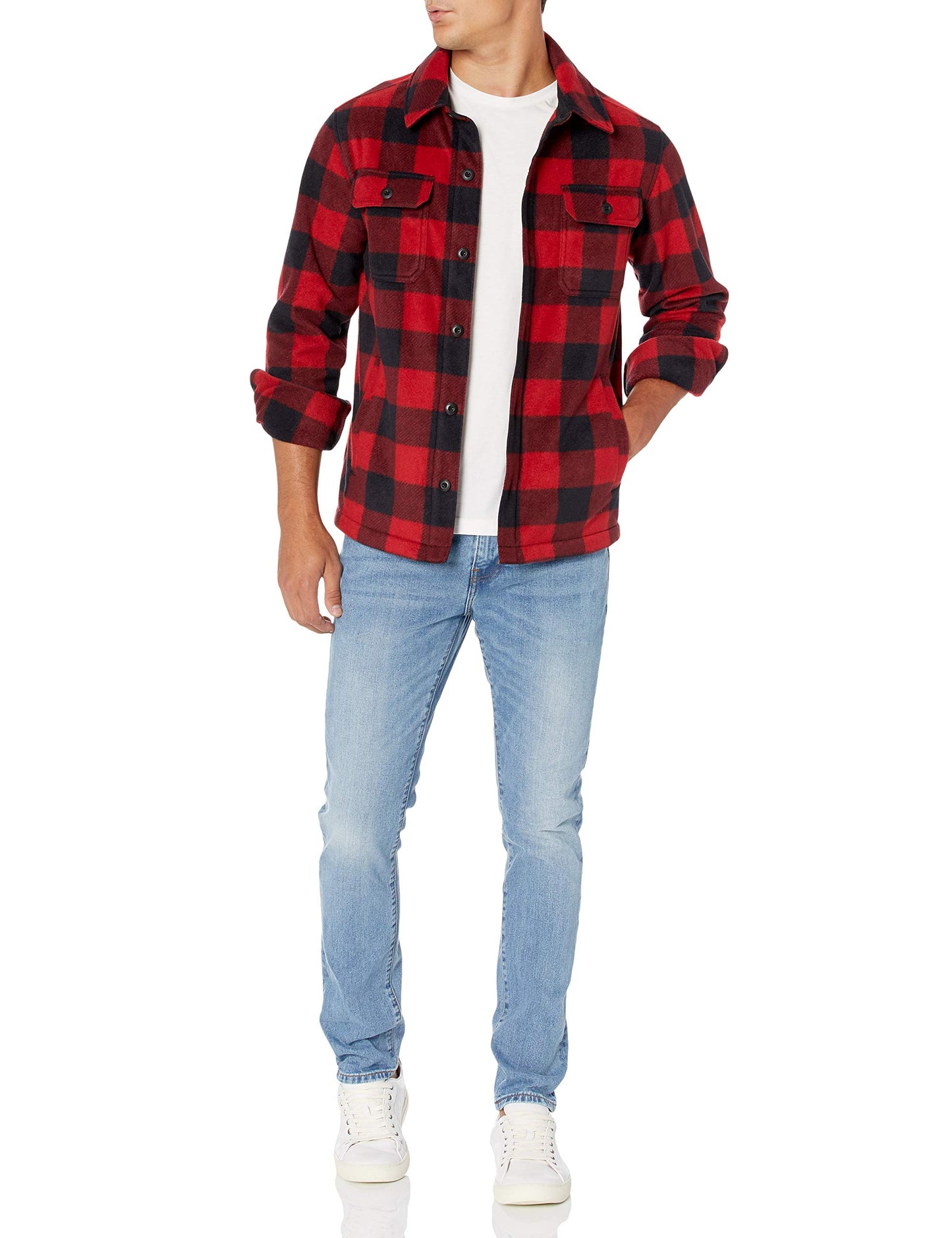 Amazon Essentials Men's Long-Sleeve Polar Fleece Shirt Jacket