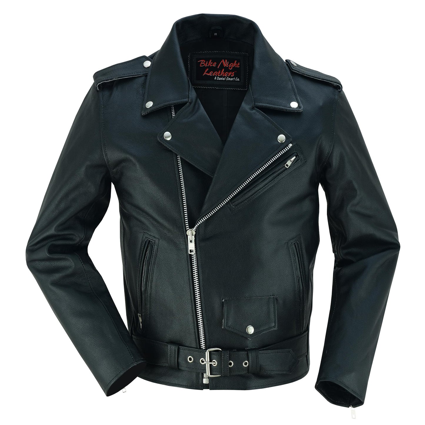 Daniel Smart Men Motorcycle Leather Jacket Black Economy Biker Leather Jacket with inside inside