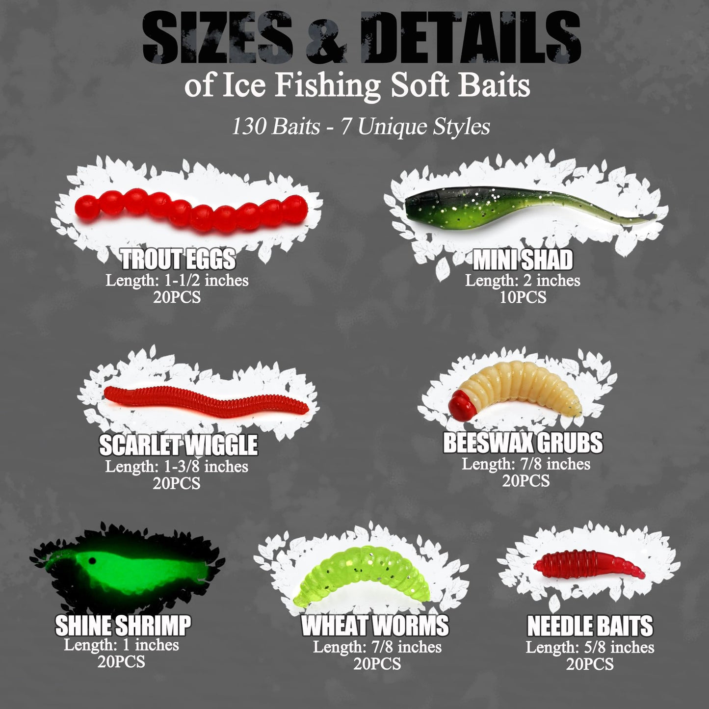 45Pcs Tungsten Ice Fishing Jigs Lures Kit, Micro Glow Tungsten Winter Jig Heads Hooks for Walleye Crappie Panfish Trout, Ice Fishing Gear Equipment Tackle Accessories
