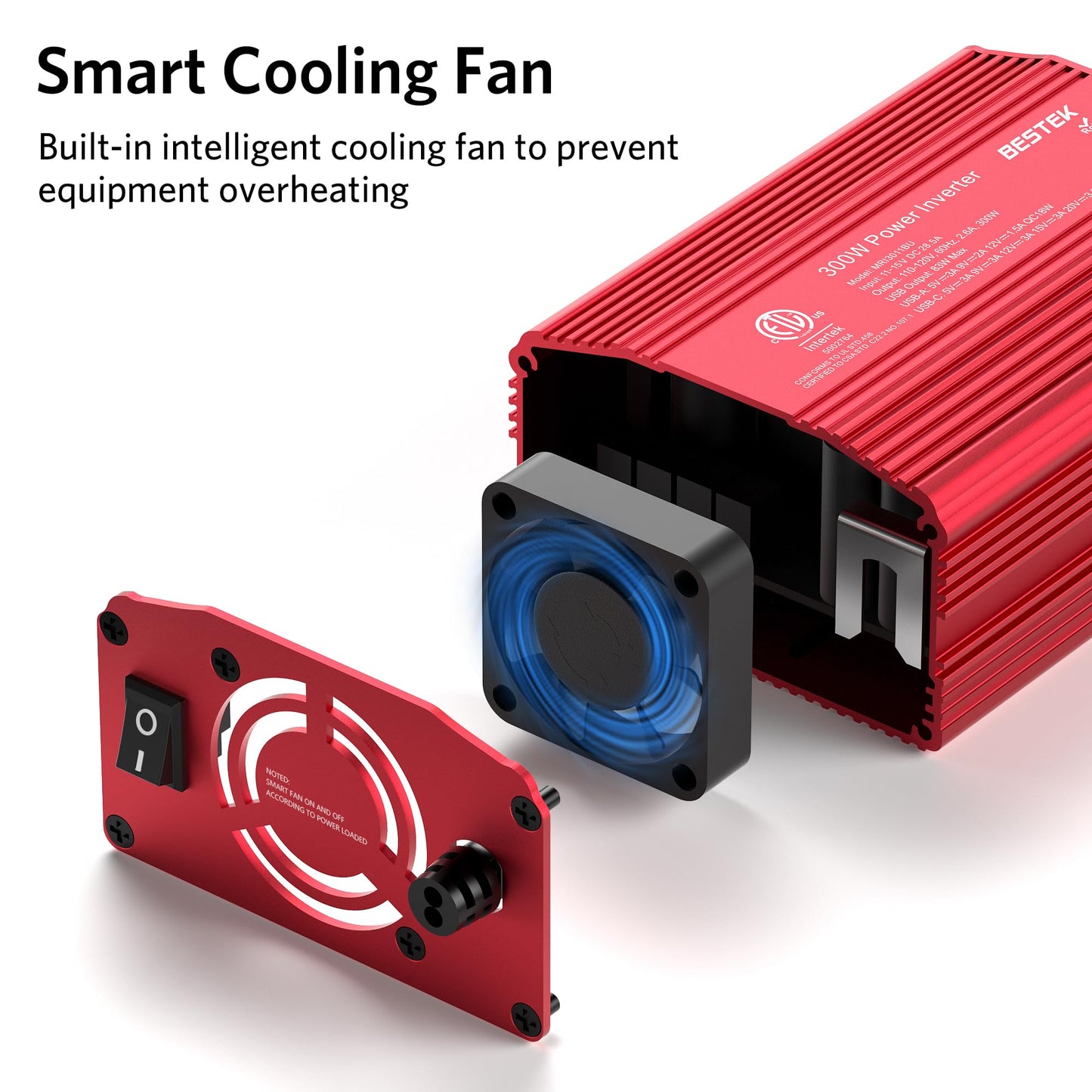 BESTEK 300W Power Inverter DC 12V to 110V AC Car Inverter with 4.2A Dual USB Car Adapter