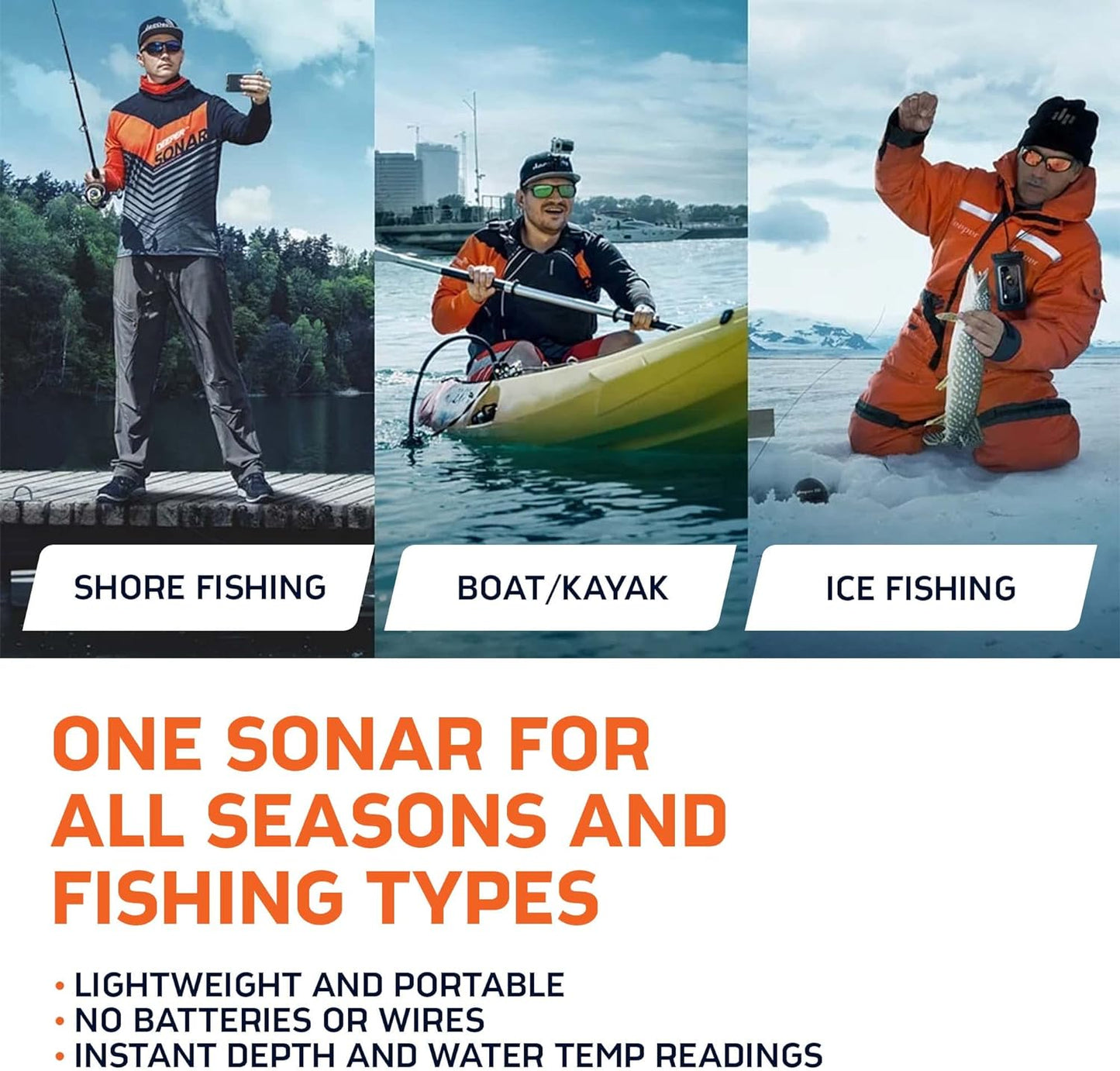 Deeper PRO+ 2 Sonar Fish Finder - Portable Fish Finder and Depth Finder for Kayaks, Boats and Ice Fishing with GPS Enabled | Castable Deeper Fish Finder with Free User Friendly App