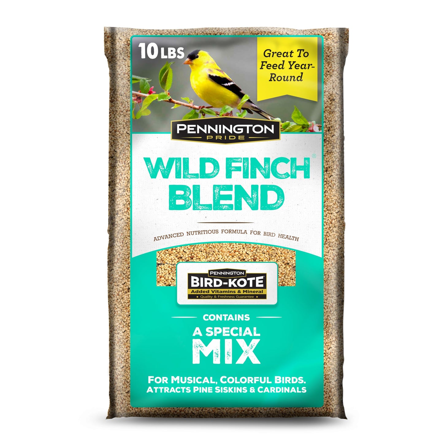 Pennington Pride Songbird Nut & Fruit Blend, Wild Bird Seed for Outside Feeders, Advanced Nutrition Formula for Bird Health, 10-lb. Bag