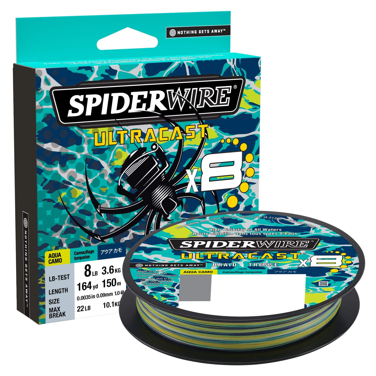 SpiderWire Superline Ultracast Braid, Aqua Camo, 30lb | 13.6kg, 328yd | 300m Fishing Line