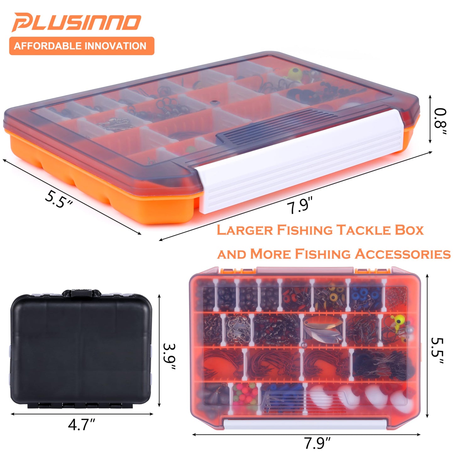 PLUSINNO Fishing Lures Baits Tackle Including Crankbaits, Spinnerbaits, Plastic Worms, Jigs, Topwater Lures, Tackle Box and More Fishing Gear Lures Kit Set, 102/302Pcs Fishing Lure Tackle