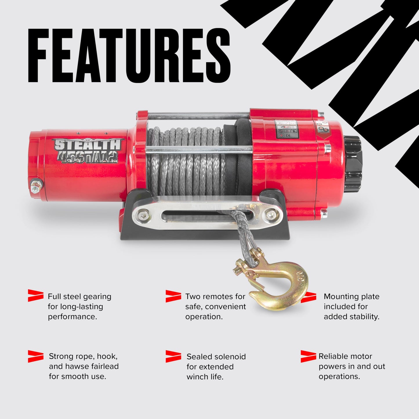 Stealth Winches 13500lb Truck Winch 12V Electric Winch with 2 Wireless remotes and Steel Rope, Perfect for SUV Towing Trailer Winch, Hook, Weatherproof, with Roller Fairlead, Heavy Duty