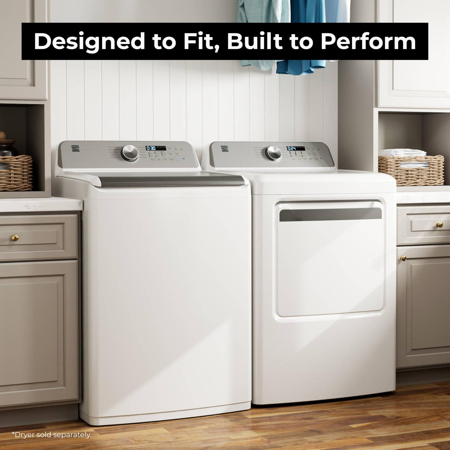 Kenmore 4.4 cu. ft. Top Load Washer with Triple Action Agitator for Tough Dirt & Stains-Reduce Laundry Time with Accela and Express Wash-LED, White