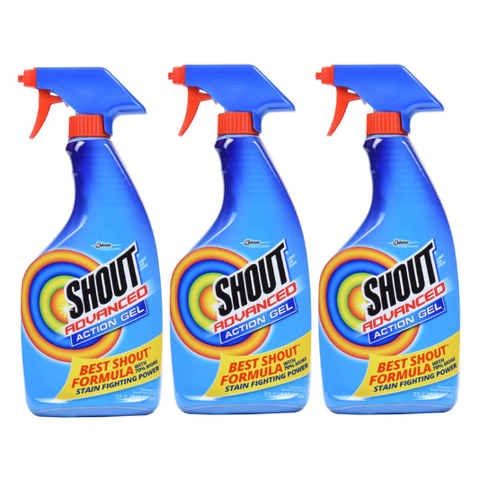 Shout Advanced Spray and Wash Laundry Stain Remover Gel, Best Shout Formula, 22 oz - Pack of 3