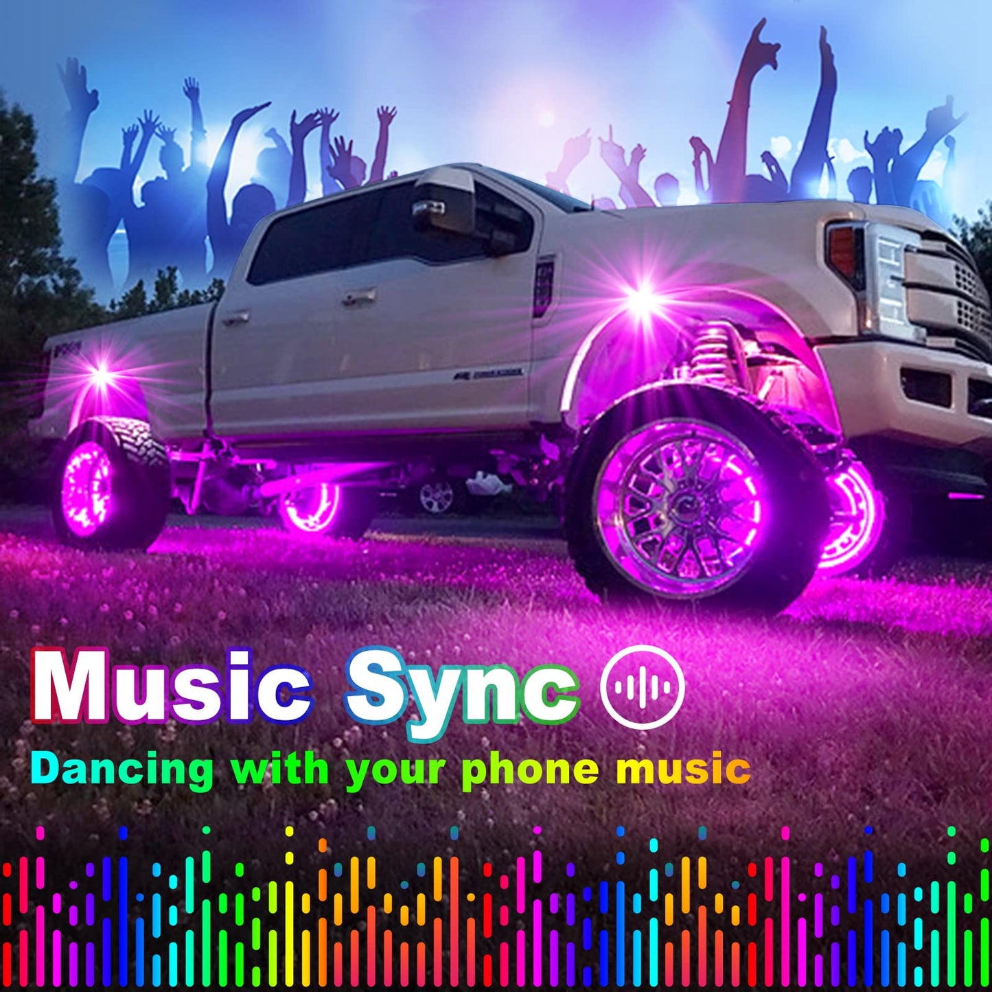 YiLaie RGB LED Rock Lights 14 Pods, 210 LEDs Lights with Phone App/Remote Control & Timing & Music Mode Rock Lights Kits, Waterproof Underglow Light for ATV RZR UTV SUV Off Road AUTO Motorcycle