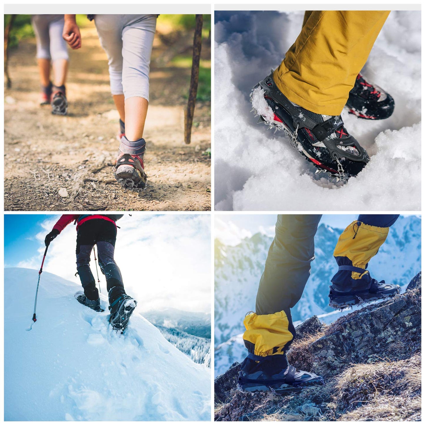 Sportneer Crampons, Traction Cleats Ice Snow Grips with 19 Stainless Steel Spikes, Ice Cleats Traction Snow Grips for Boots Shoes, Crampons Ice Cleats for Women Men Hiking Jogging Climbing And Fishing