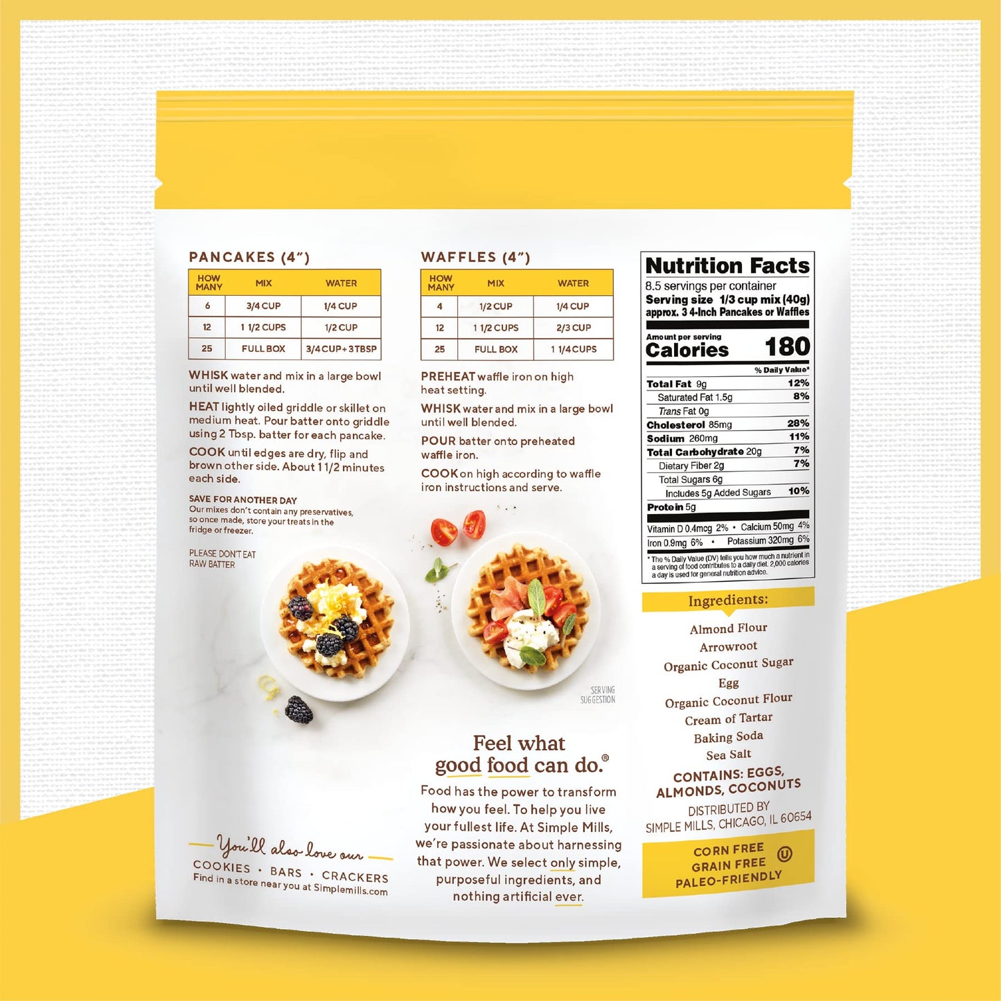Simple Mills Almond Flour Pancake Mix & Waffle Mix, Gluten Free, Made with whole foods, (Packaging May Vary), 10.7 Ounce (Pack of 1)