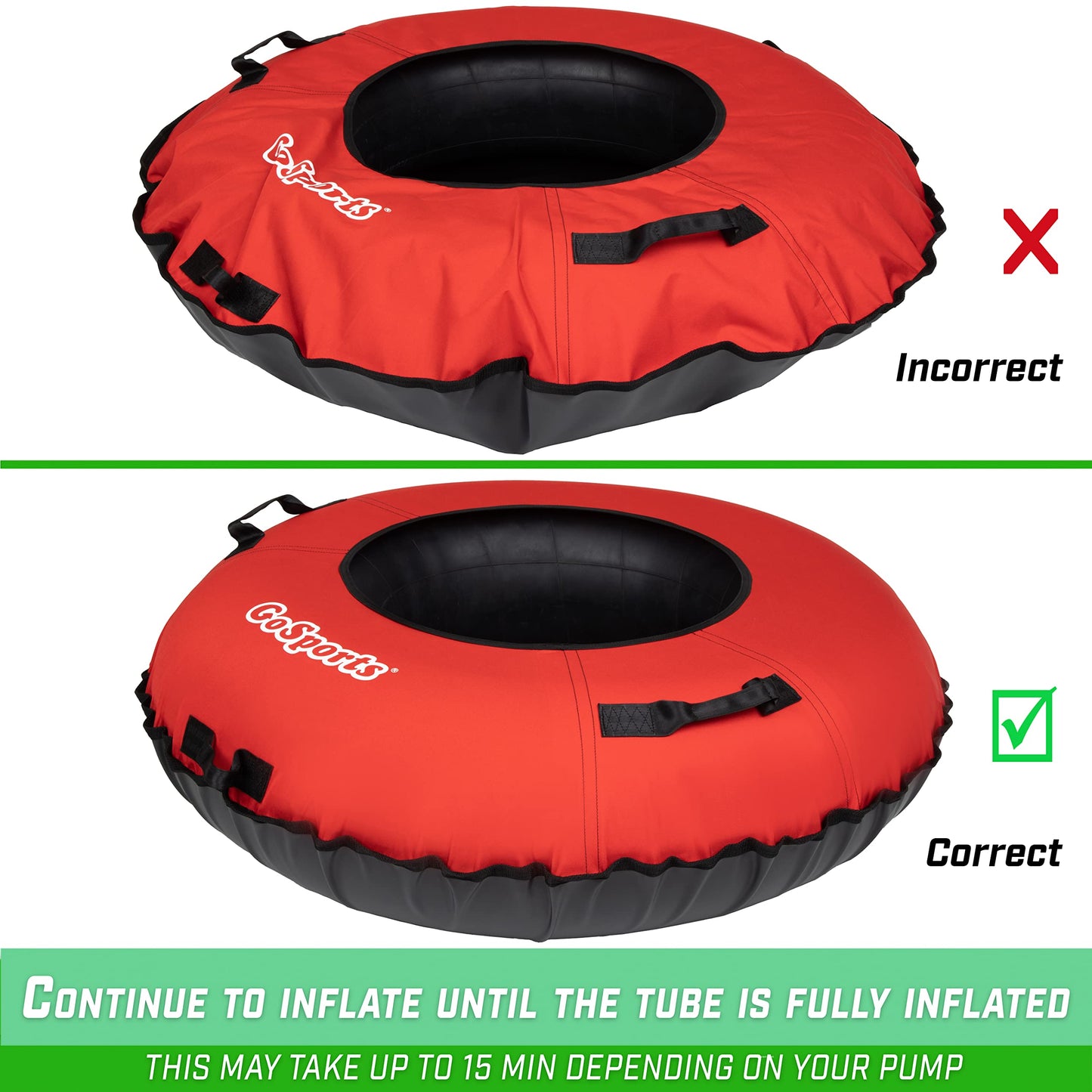 GoSports 44 Inch Heavy-Duty Winter Snow Tube with Premium Canvas Cover - Commercial Grade Sled - Red