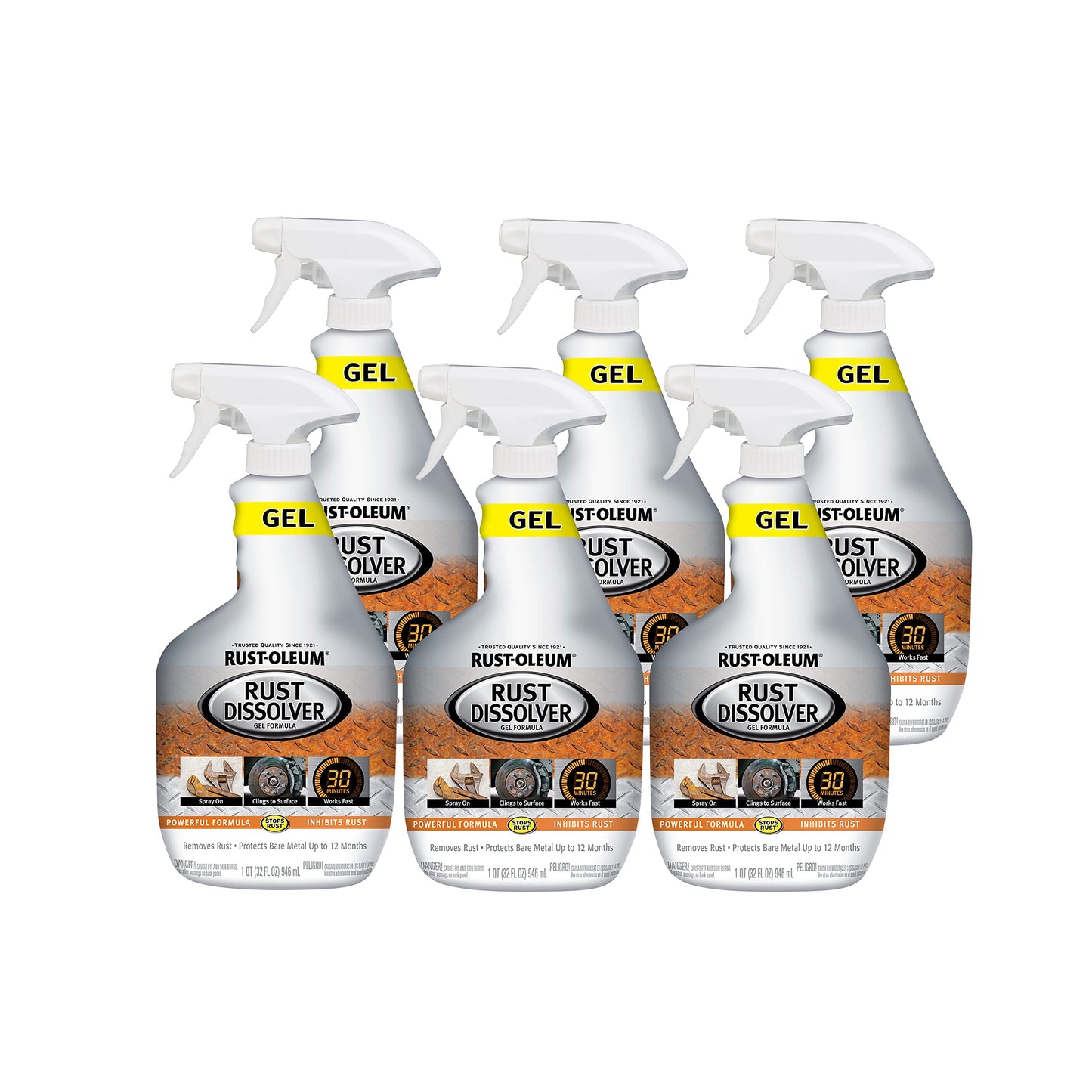 Rust-Oleum Rust Dissolver Trigger Spray Gel | Heavy-Duty Corrosion Remover for Metal Tools, Cars, Bikes, Grills, Bolts, Firearms & More | 32 oz