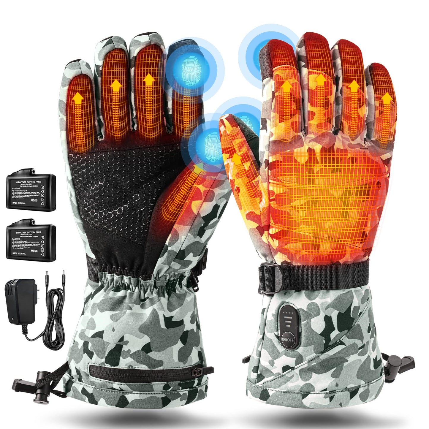 Rechargeable Heated Gloves - 7.4V Fast Heating for Men Women, Arthritis Relief, Snowmobile Skiing Hiking Working