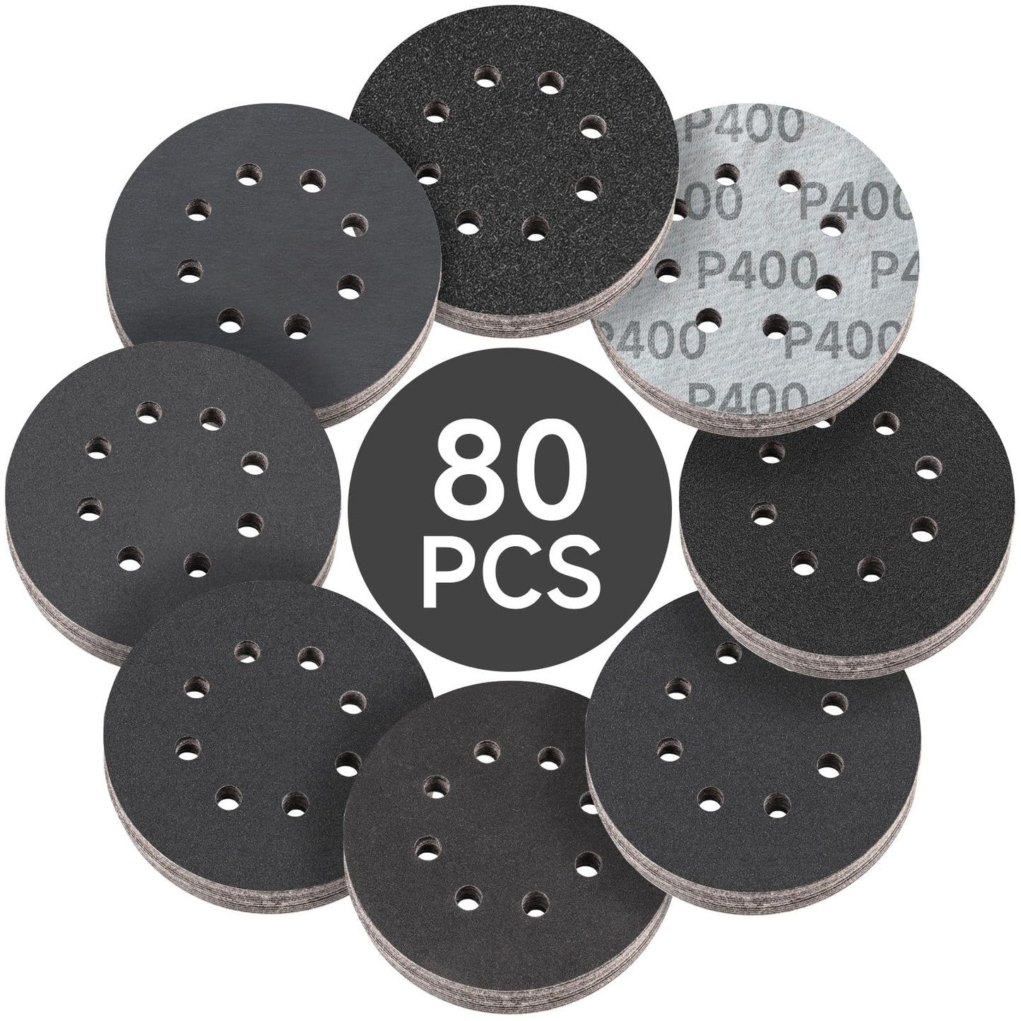 100 PCS 5 Inch Sanding Discs 120 Grit, Round Hook and Loop Sandpaper for Random Orbital Sander