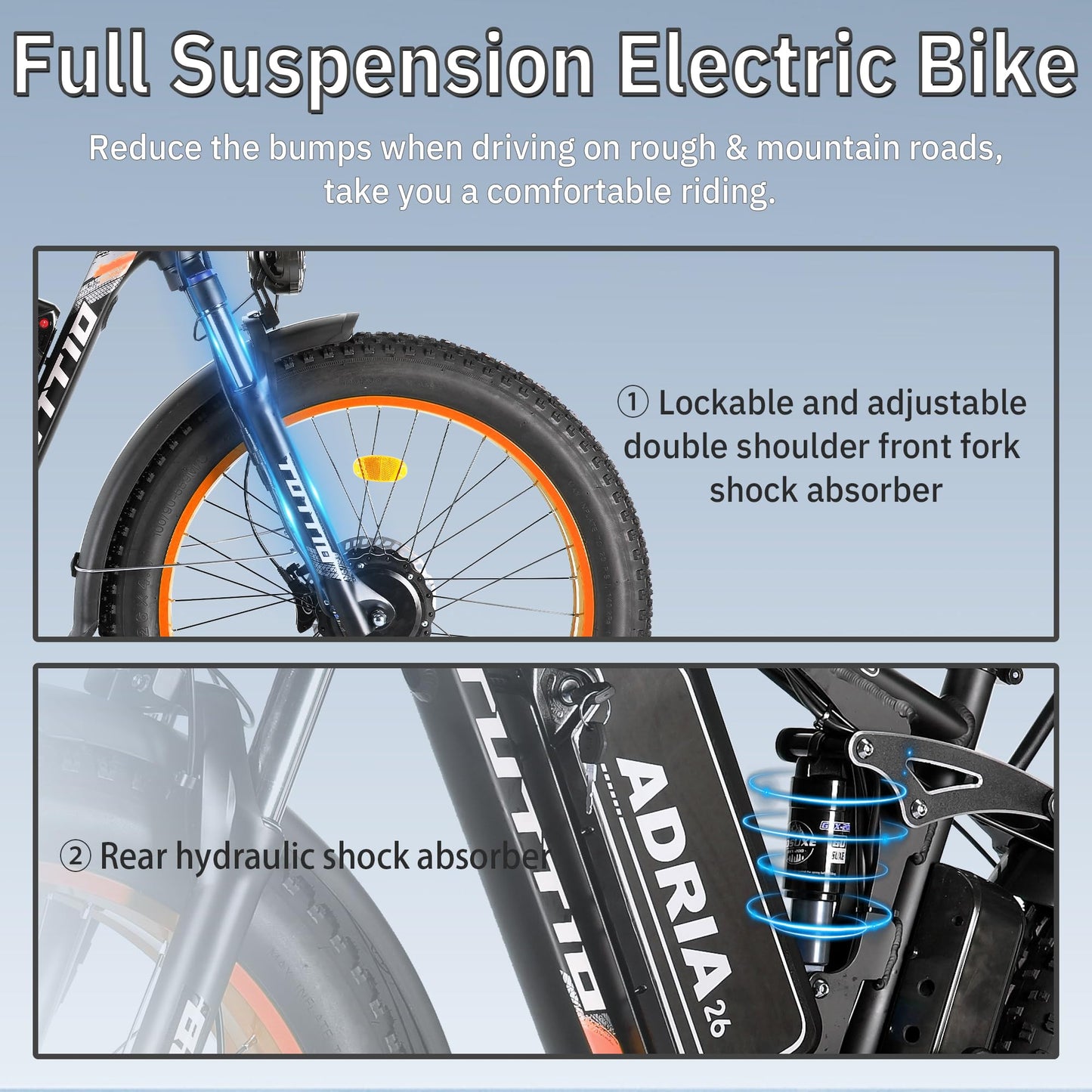 Peak 5000W-Electric-Bike for Adults-Men, Dual-Motor-Ebike 40-46MPH-Hunting-Ebike, 52V 30AH Long Range Dirtbike, 26" Fat-Tire-Electric-Bicycle, Full Suspension Mountain Bike for Off-Road Snow Sand