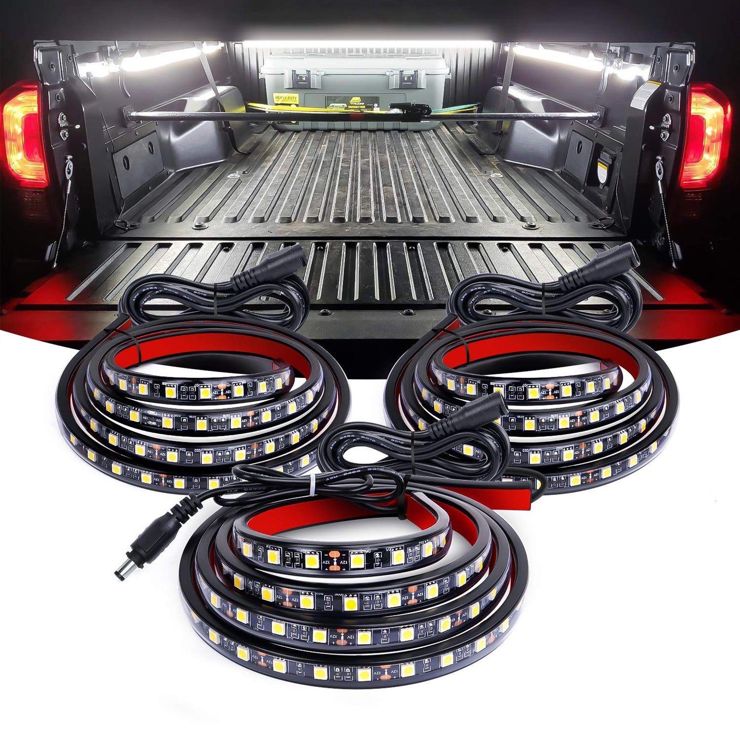 Nilight 3PCS 60 Inch RGB Truck Bed Light Strip Kit 270 LED Neon Accent Lights with RF Remote On Off Switch Splitter Extension Cable for Cargo Pickup Truck Camper RV SUV Boat