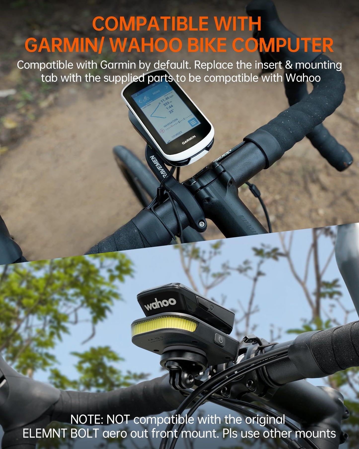 RAVEMEN FR300 Compatible with Garmin/Wahoo Bike Computer, 300 Lumen Warning Flashing 6 Modes Cycling Computer Accessories with Auto On Off, USB C Rechargeable for Road Bike (Patent Protected)