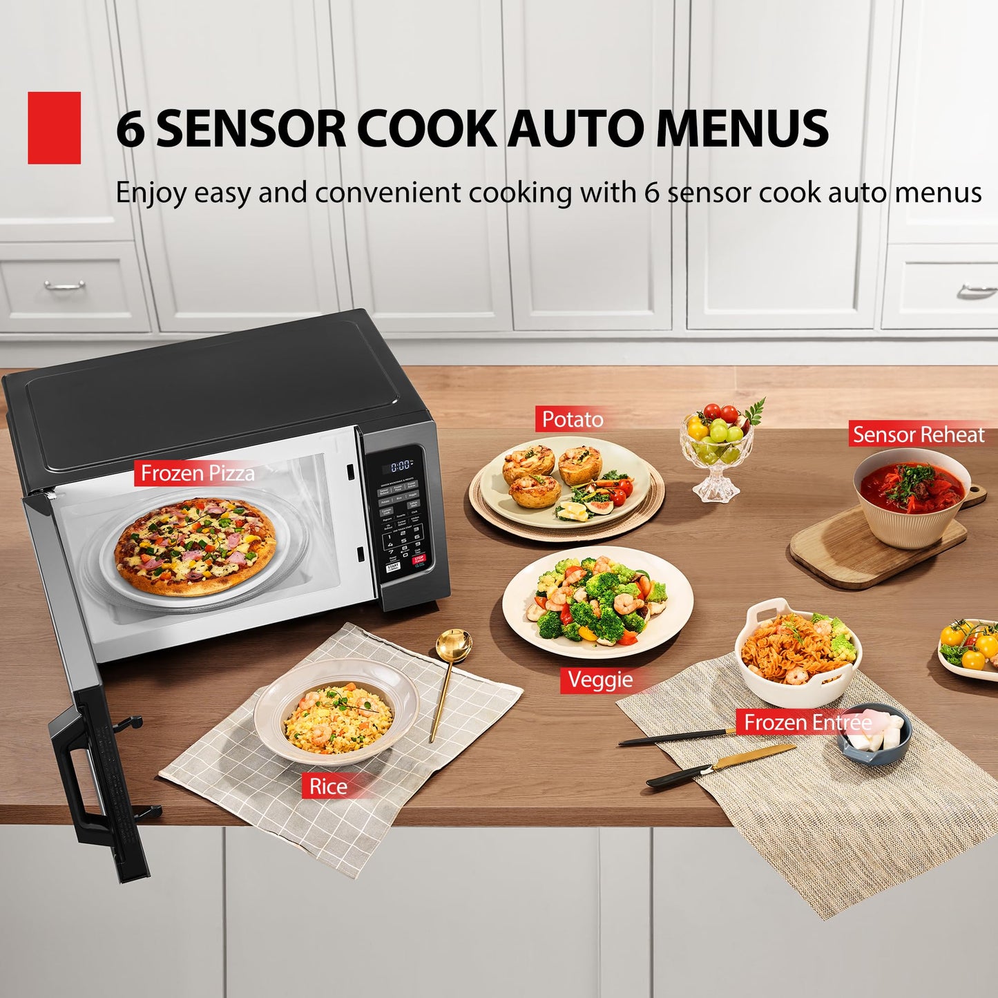TOSHIBA ML-EM45PIT(BS) Countertop Microwave Oven with Inverter Technology, Kitchen Essentials, Smart Sensor, Auto Defrost, 1.6 Cu.ft, 13.6" Removable Turntable, 33lb.&1250W, Black Stainless Steel