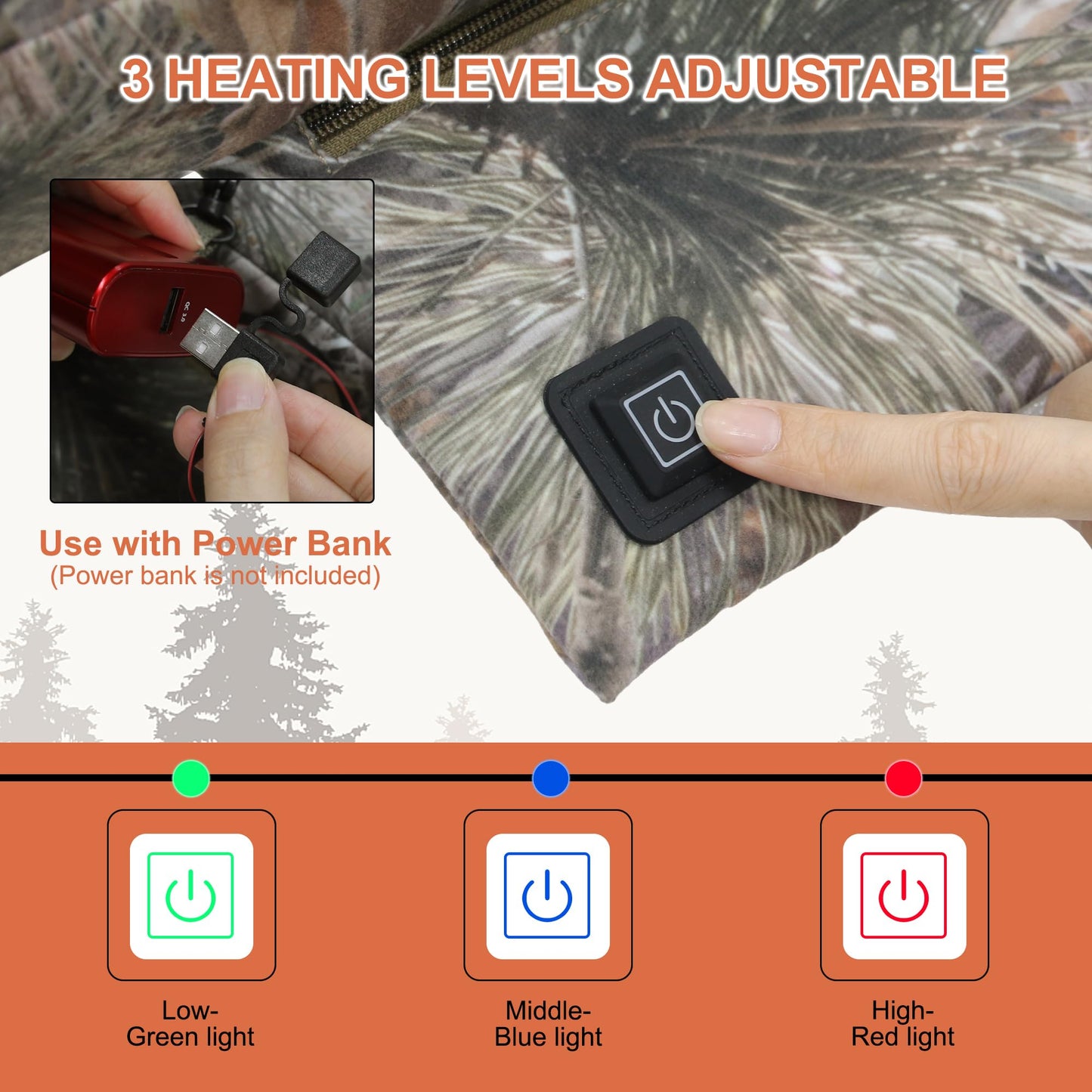 MDSTOP Heated Hunting Seat Cushion, Waterproof Seat Pads for Tree Stand & Ladder Stand, for Hunting, Ice Fishing,Hiking, Camping(Battery not Included)