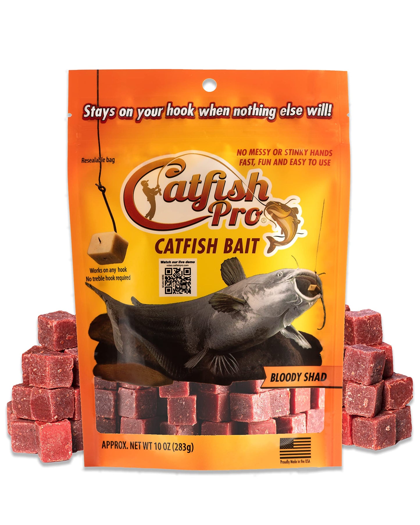 Catfish Pro Catfish Bait - 10oz Bag with 80pcs | Irresistible Scent for Catfish | Mess-Free, Stays On Your Hook When Nothing Else Will | Great for Rod, Reel, Trotline, Jugs & Yoyos Fishing
