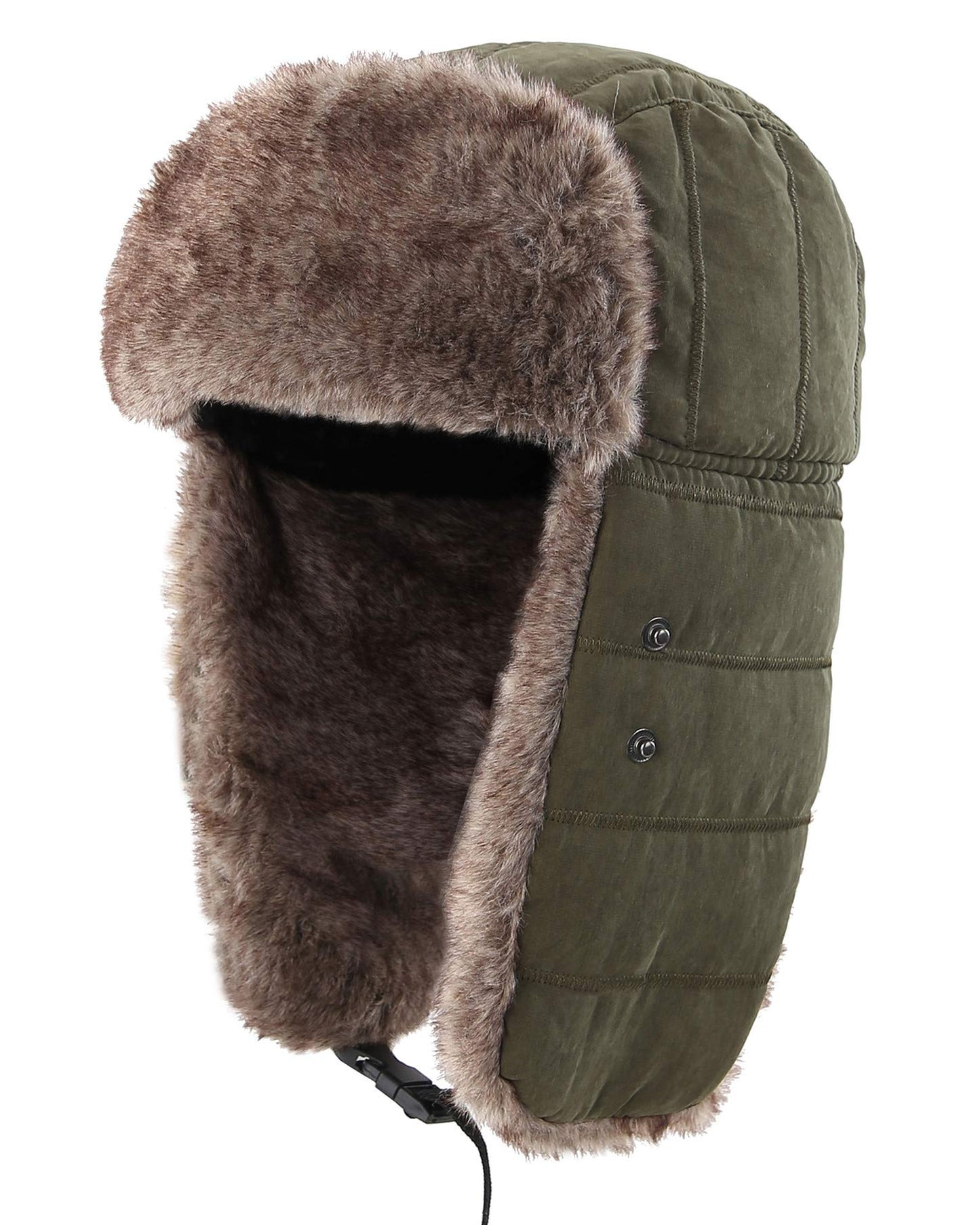 Connectyle Men's Trooper Trapper Hat Warm Winter Hats with Removable Face Mask Earflaps Faux Fur Hunting Outdoor Hat