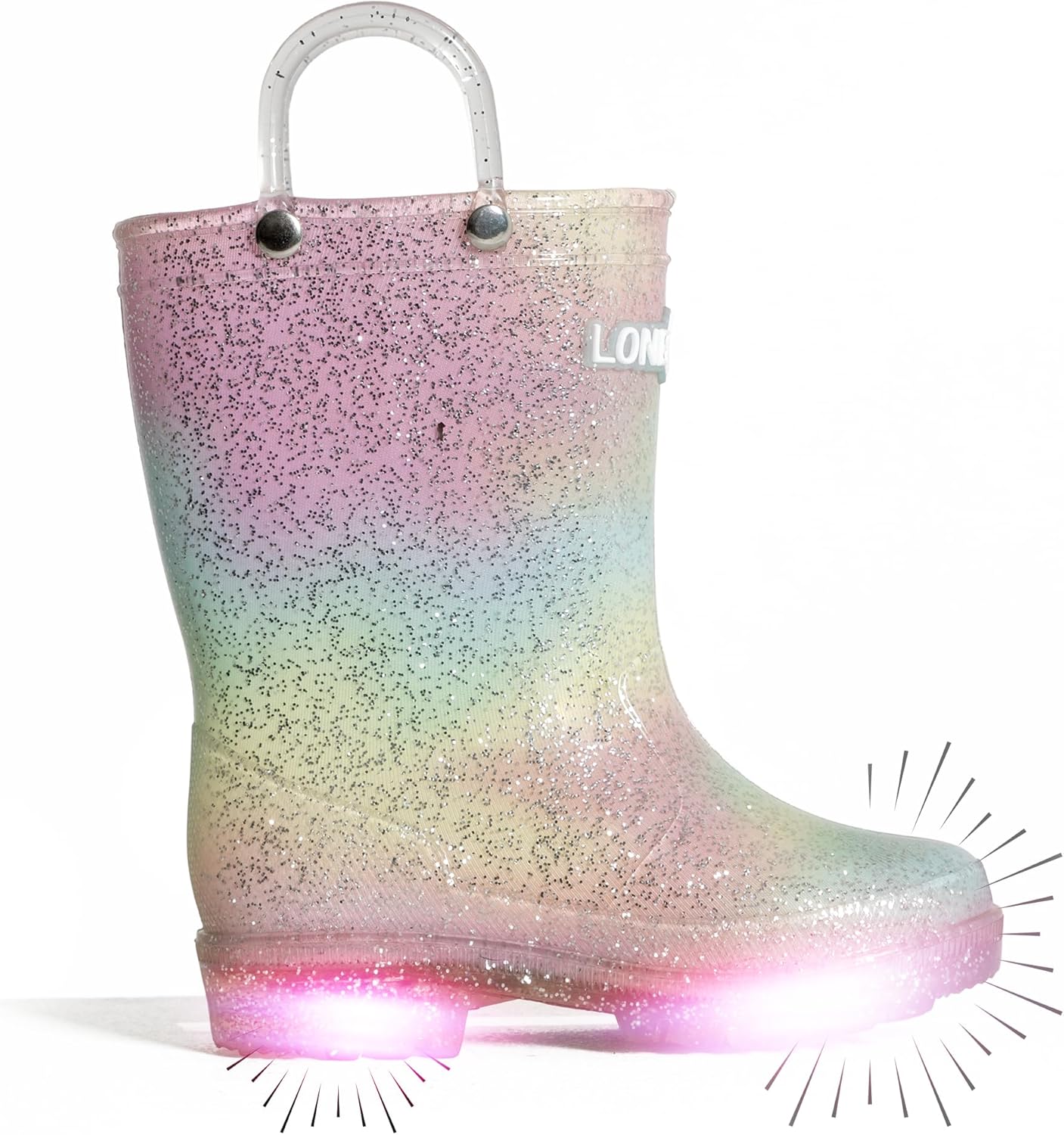 Lone Cone Kids Rain Boots for Girls & Boys – Waterproof Natural Rubber Toddler Rain Boots with Non-Slip Outsole & Easy Pull Handles – Solid, Pattern & Glitter Designs