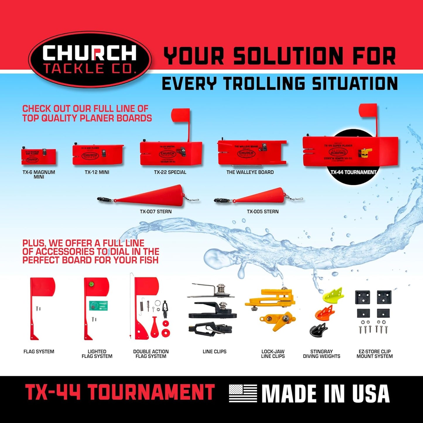 TX-44 Tournament Planer Board by Church Tackle Co