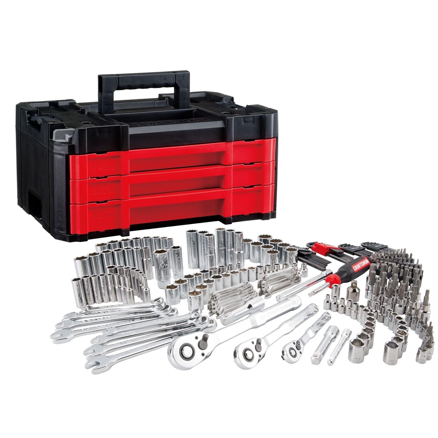Craftsman VERSASTACK Mechanics Tool Set, 1/4 in, 3/8 in, and 1/2 in Drive, 230 Piece (CMMT45306)