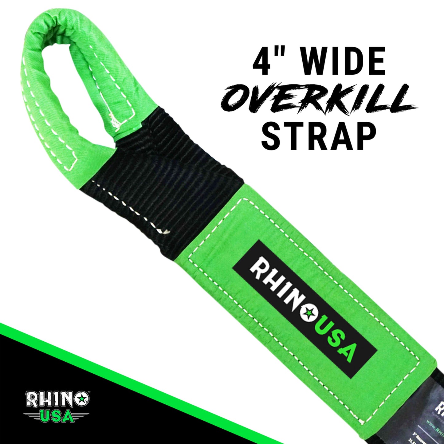Rhino USA Recovery Tow Strap (3" x 20') - 31,518lb Break Strength - Emergency Recovery Strap Tow Rope for Truck, UTV, ATV & More - Heavy Duty Towing Strap for Offroad 4x4 Use - Compatible with Jeep