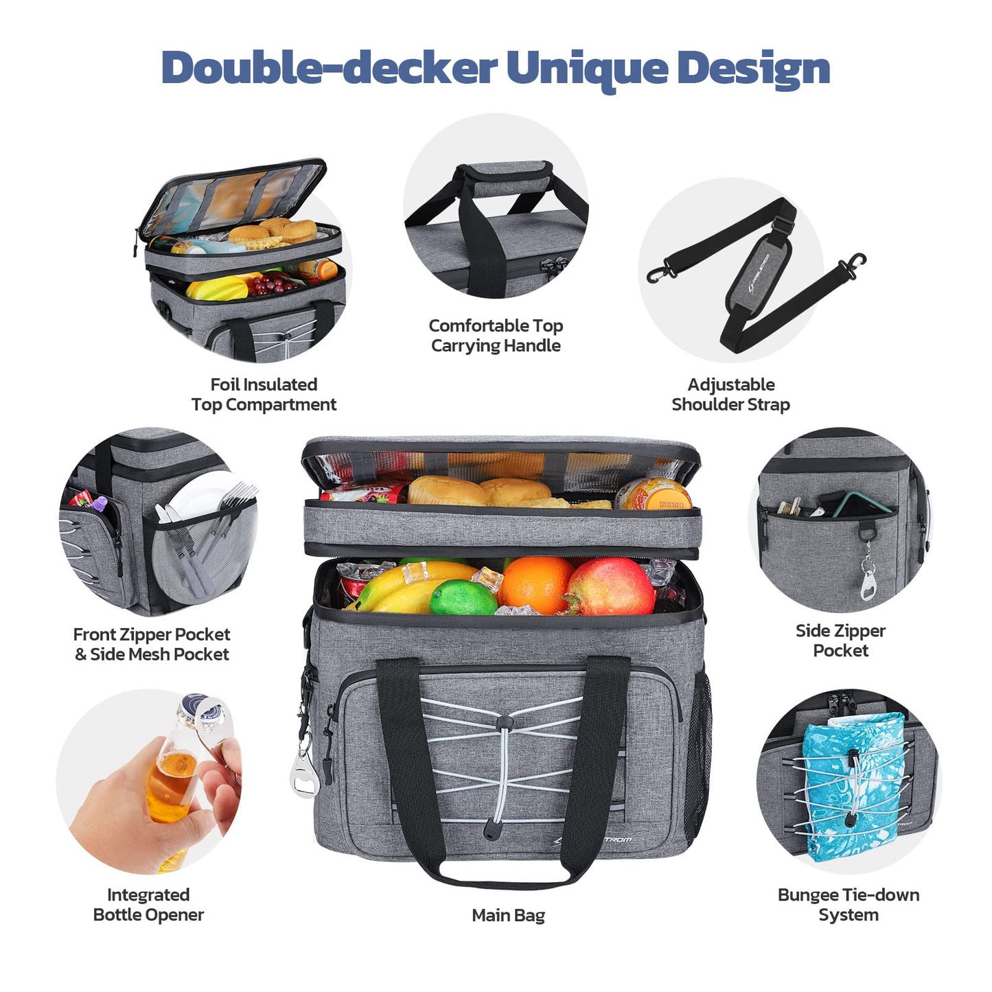 Maelstrom Soft Cooler Bag,Collapsible Soft Sided Cooler,24/30/60/75 Cans Beach Cooler,Ice Chest,Large Leakproof Camping Cooler,Portable Travel Cooler for Grocery Shopping,Camping,Road Trips