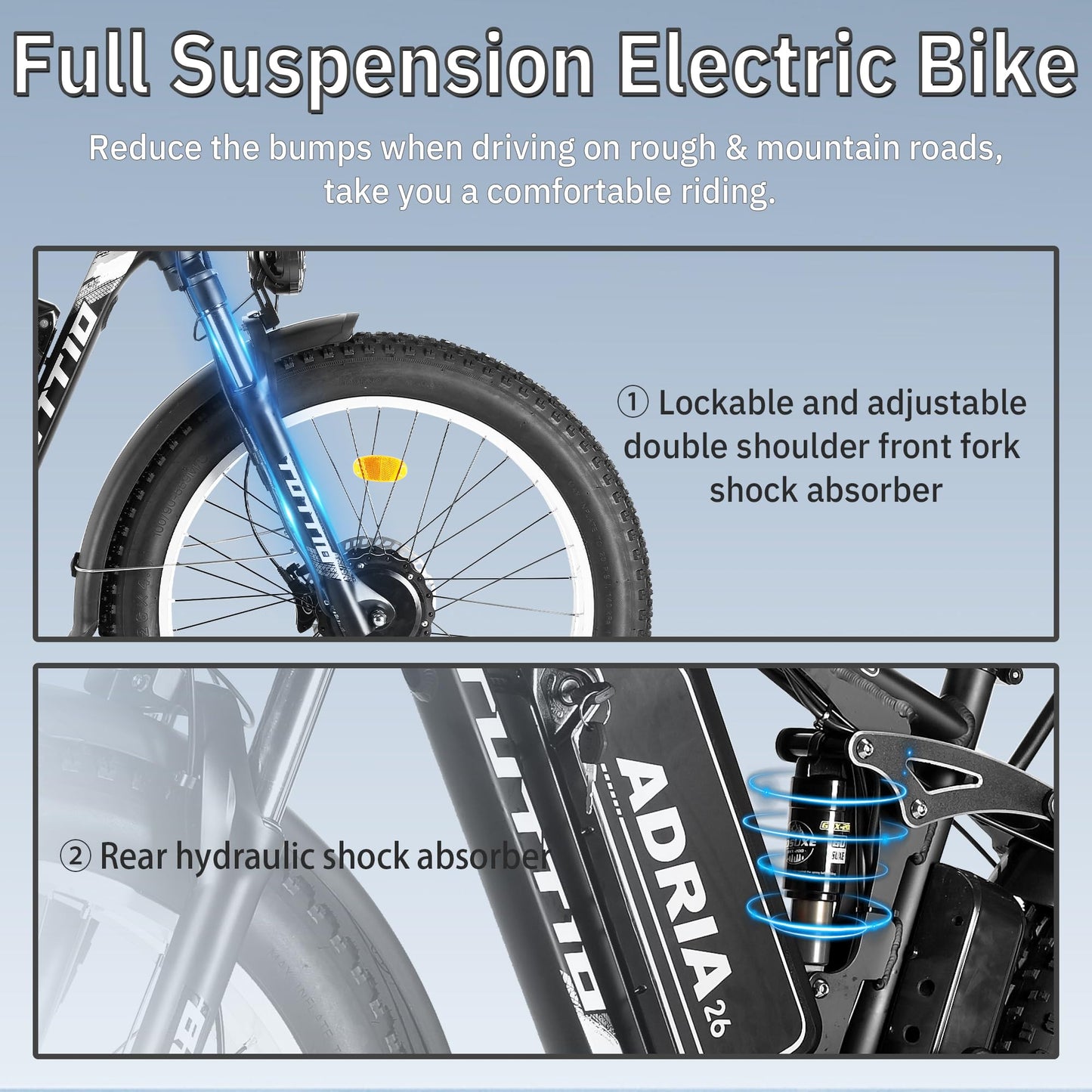 Peak 5000W-Electric-Bike for Adults-Men, Dual-Motor-Ebike 40-46MPH-Hunting-Ebike, 52V 30AH Long Range Dirtbike, 26" Fat-Tire-Electric-Bicycle, Full Suspension Mountain Bike for Off-Road Snow Sand