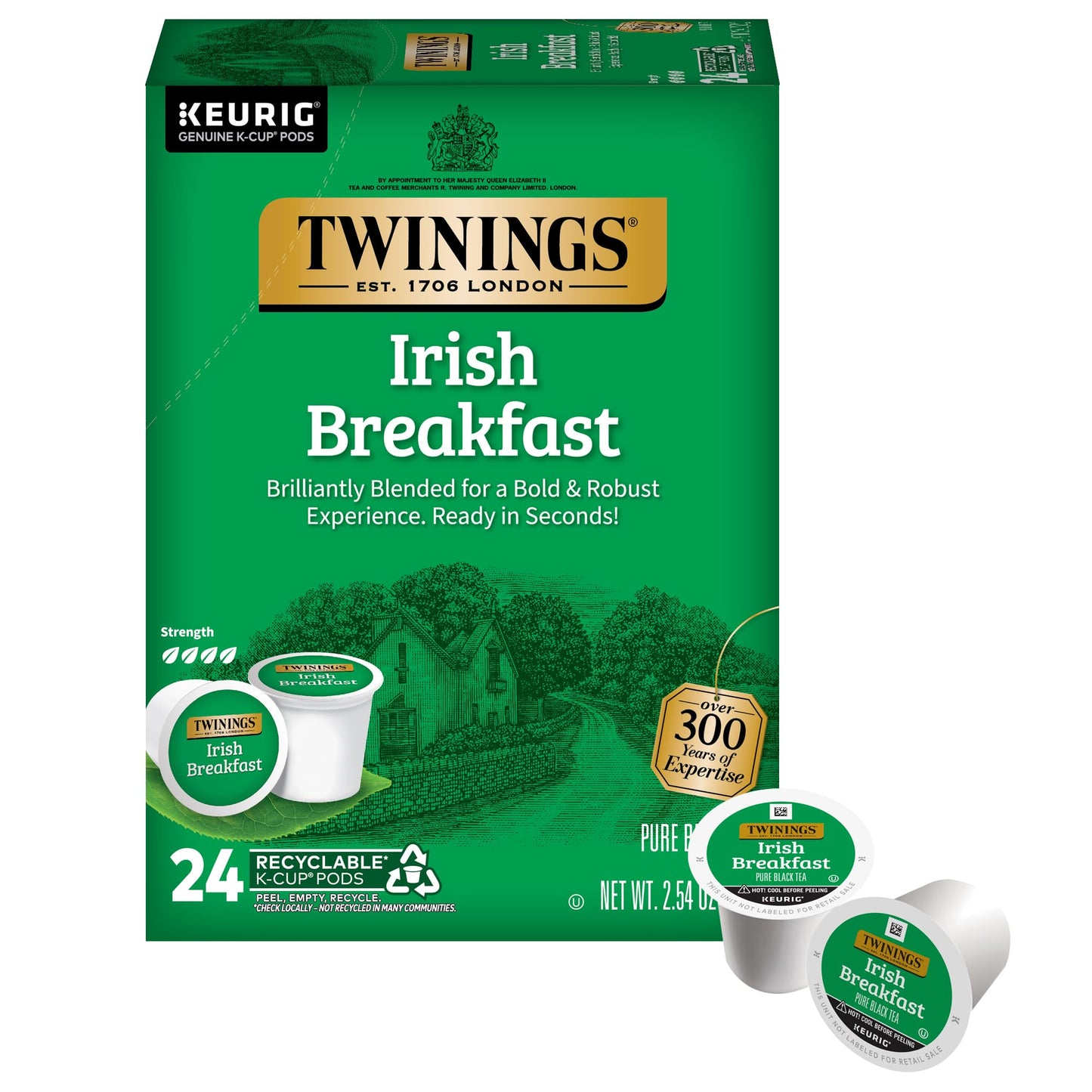 Twinings English Breakfast Black Tea K-Cup Pods for Keurig, 24 Count (Pack of 1), Smooth, Flavourful, Robust, Caffeinated, Enjoy Hot or Iced